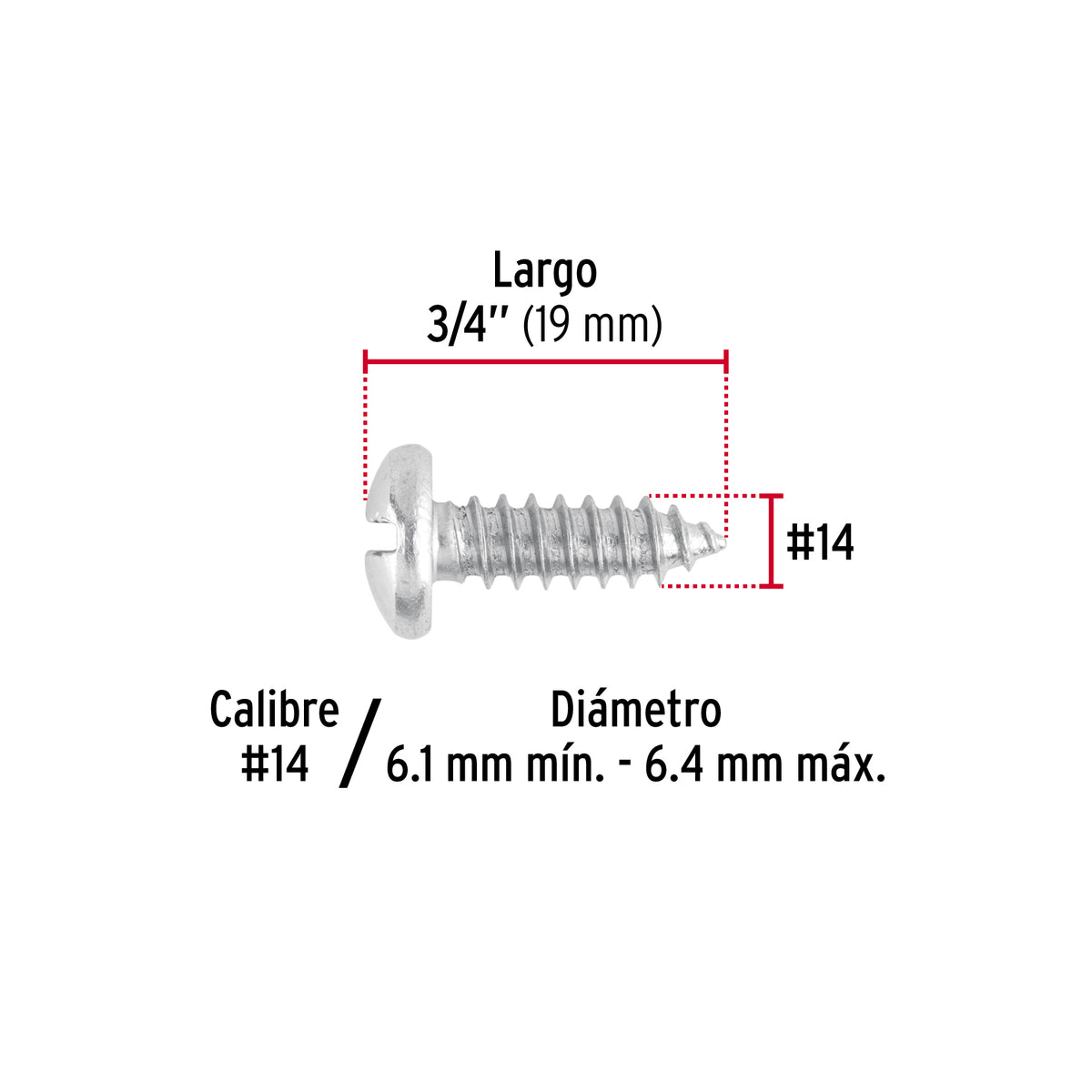 Pijas para lámina, #14, 3/4", caja con 100 pzas