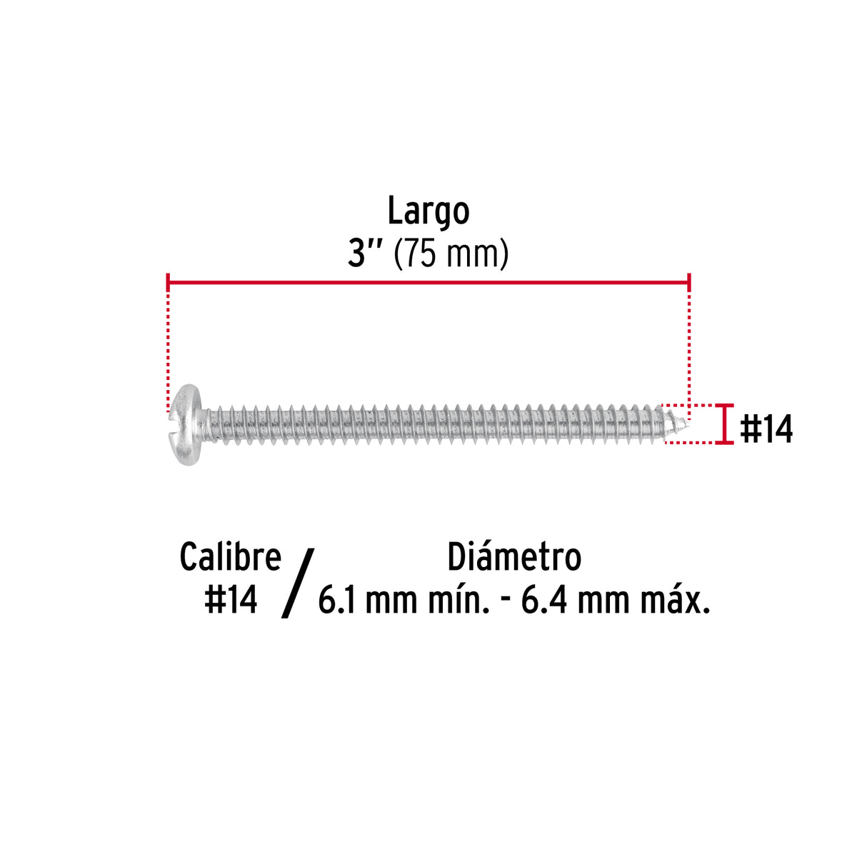 Pijas para lámina #14, 3" caja con 100 piezas