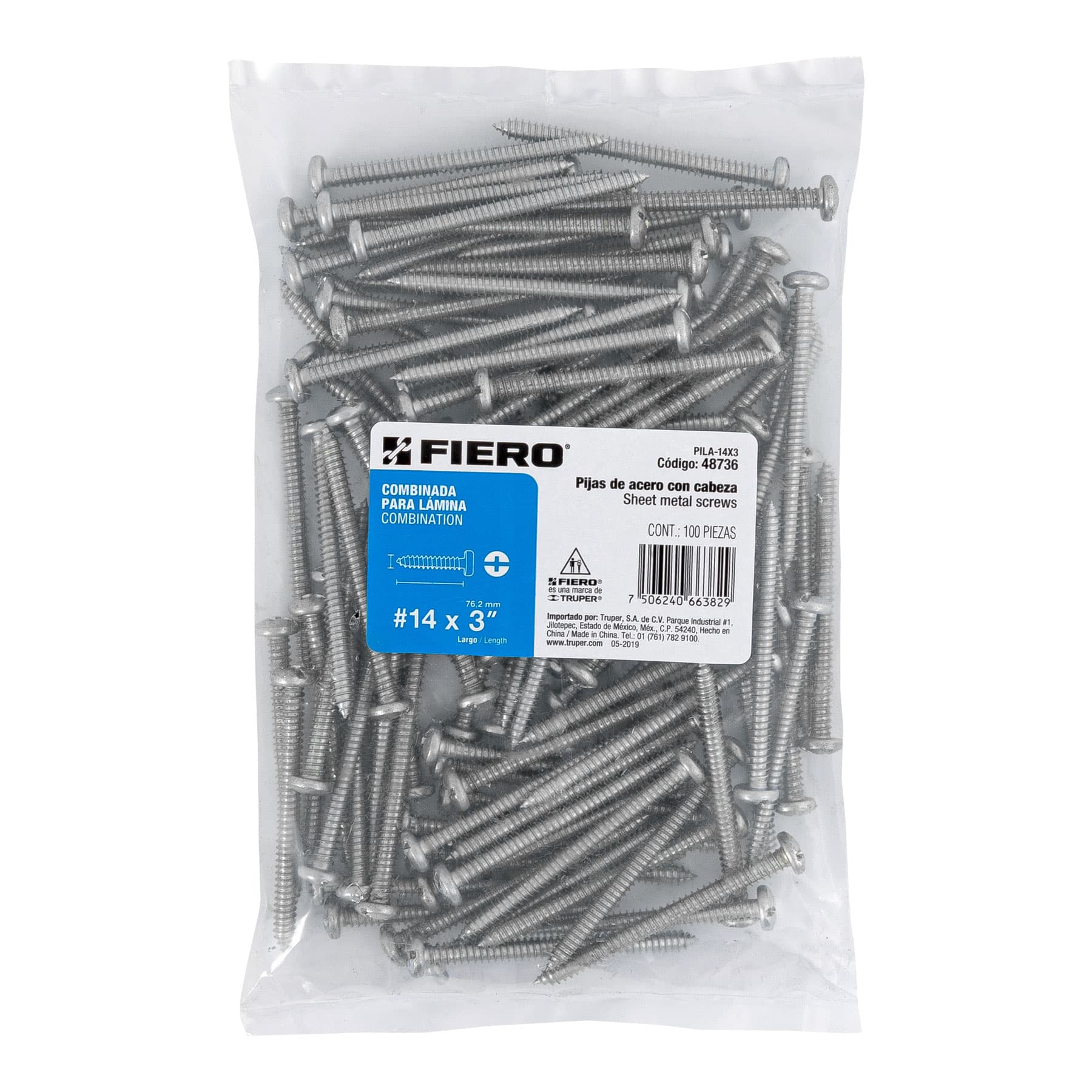 Pijas para lámina #14, 3" caja con 100 piezas
