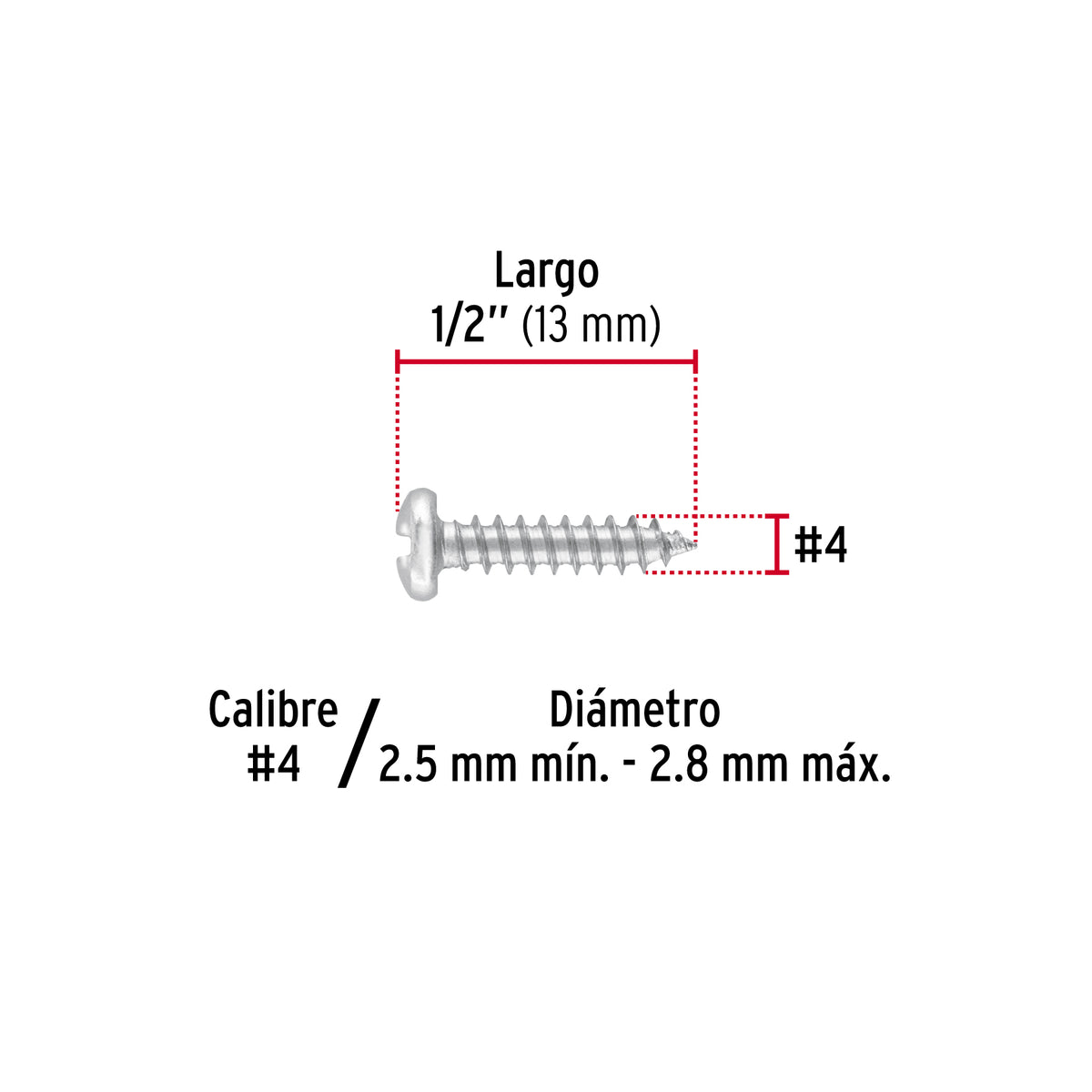 Pijas para lámina #4, 1/2" caja con 200 piezas