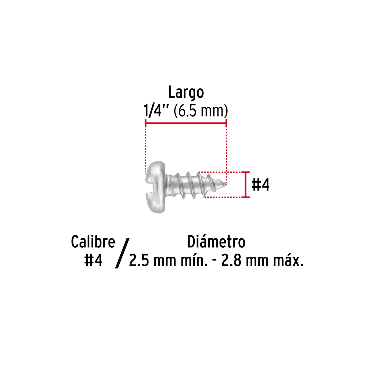 Pijas para lámina #4, 1/4" caja con 200 piezas