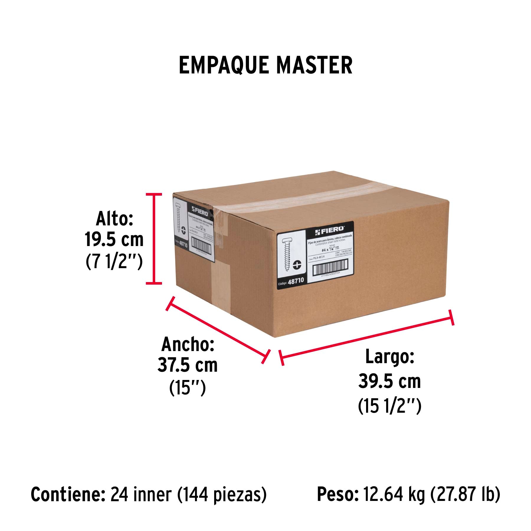 Pijas para lámina #4, 1/4" caja con 200 piezas
