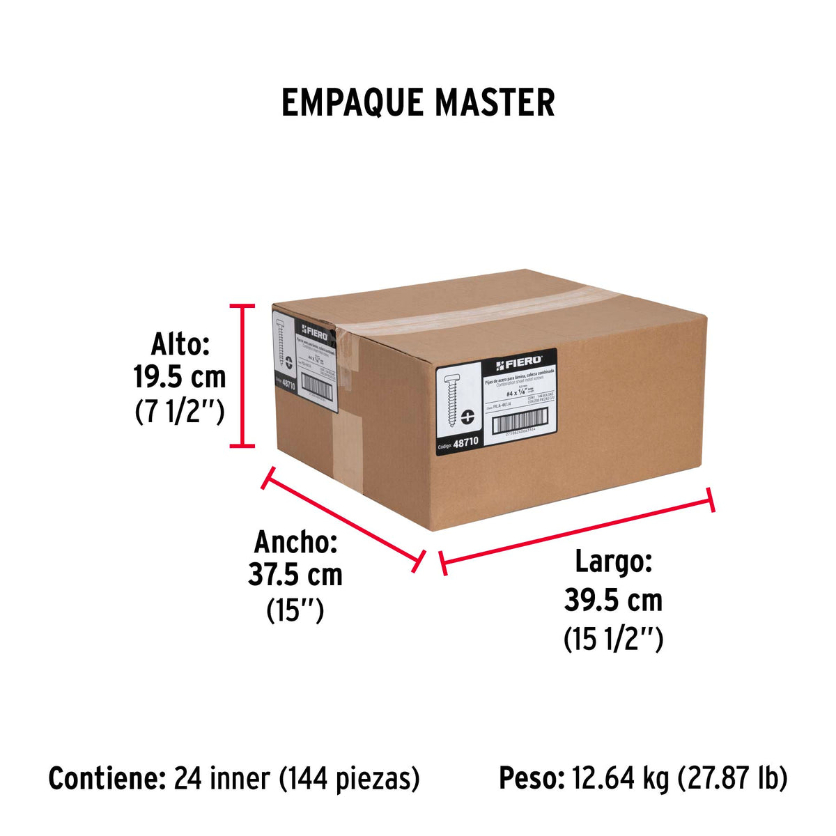 Pijas para lámina #4, 1/4" caja con 200 piezas