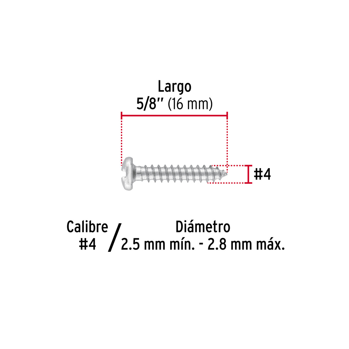 Pijas para lámina #4, 5/8" caja con 200 piezas