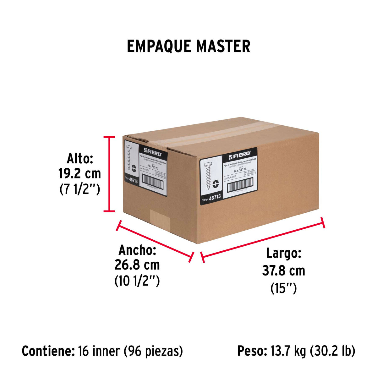 Pijas para lámina #4, 5/8" caja con 200 piezas