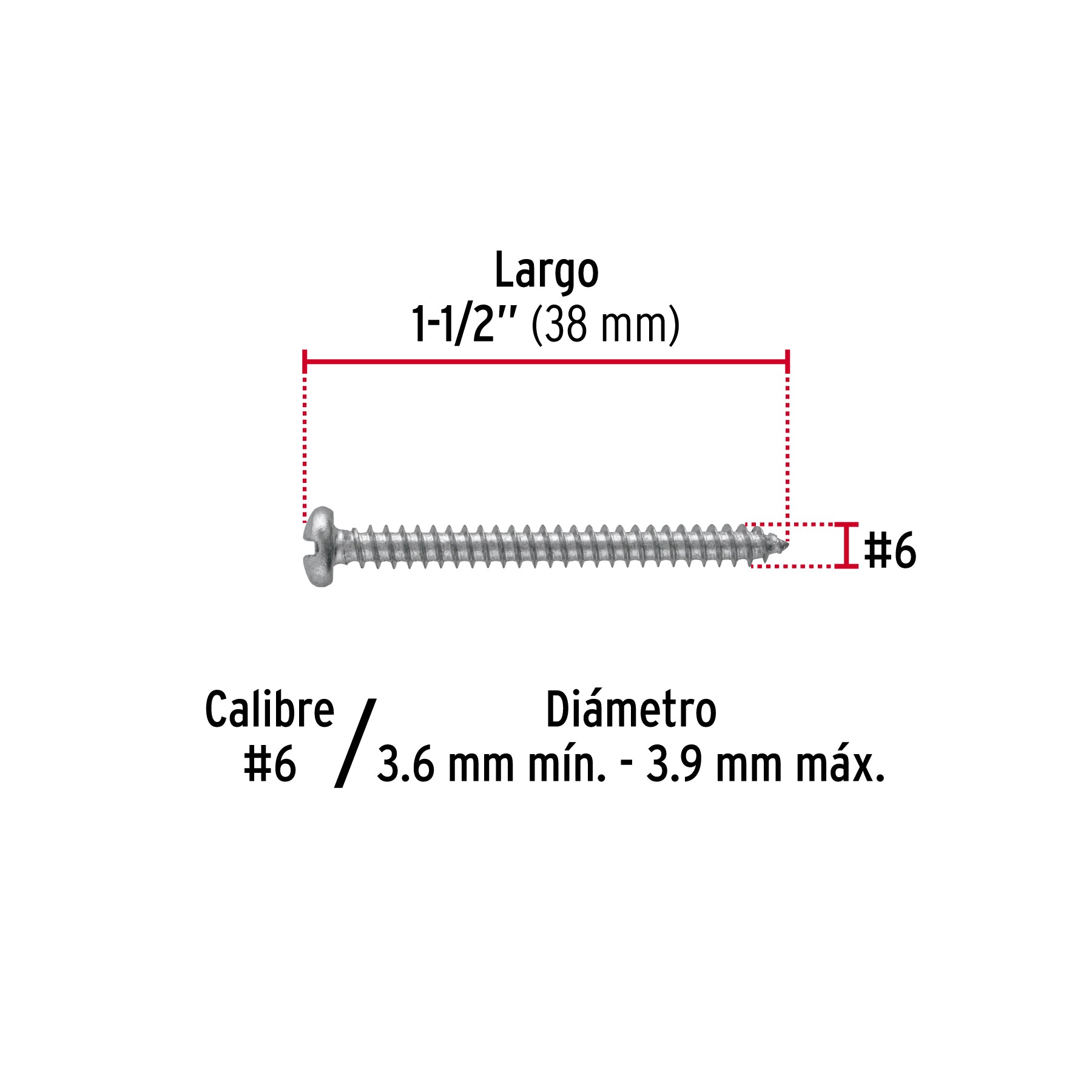 Pijas para lámina #6, 1-1/2" caja con 200 piezas