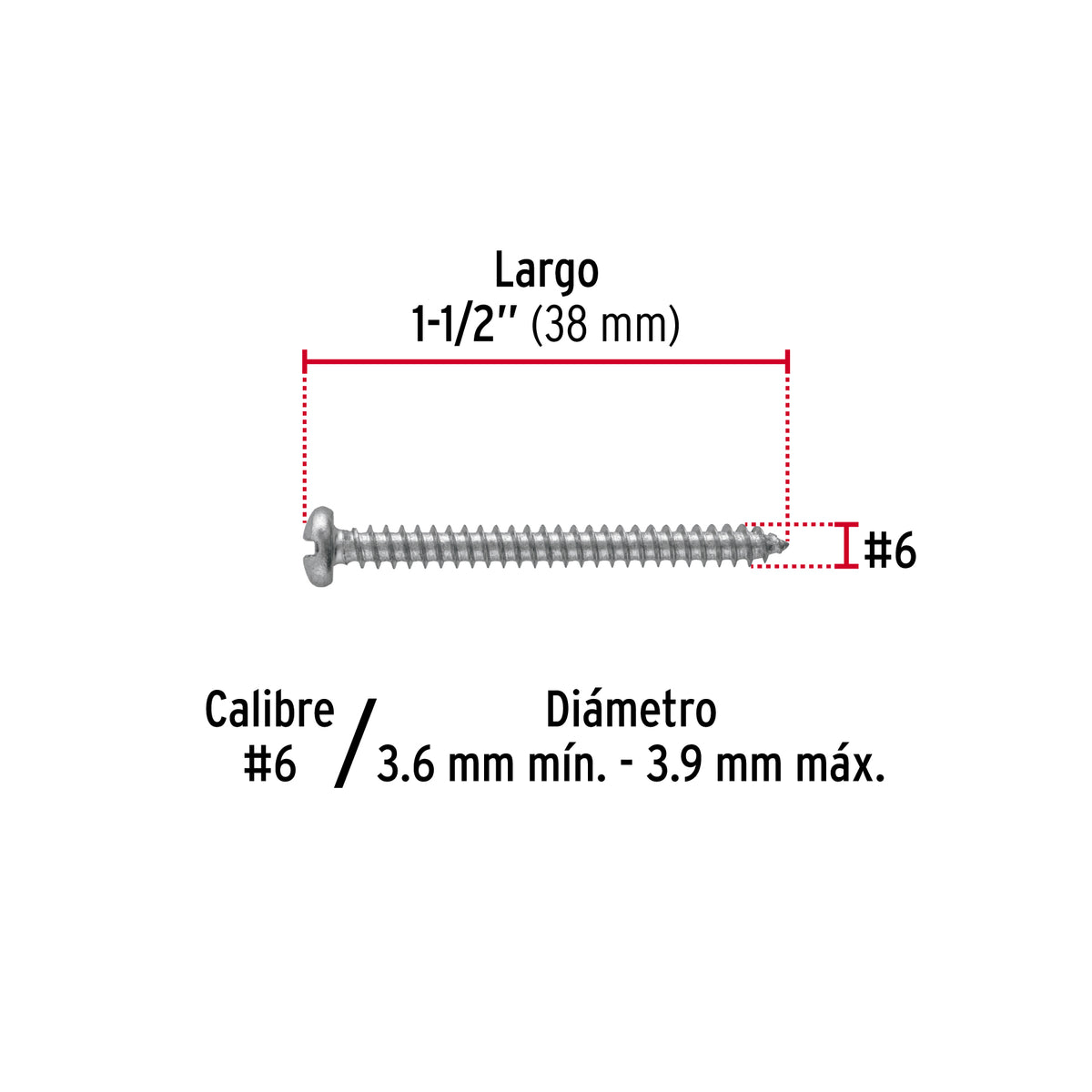 Pijas para lámina #6, 1-1/2" caja con 200 piezas