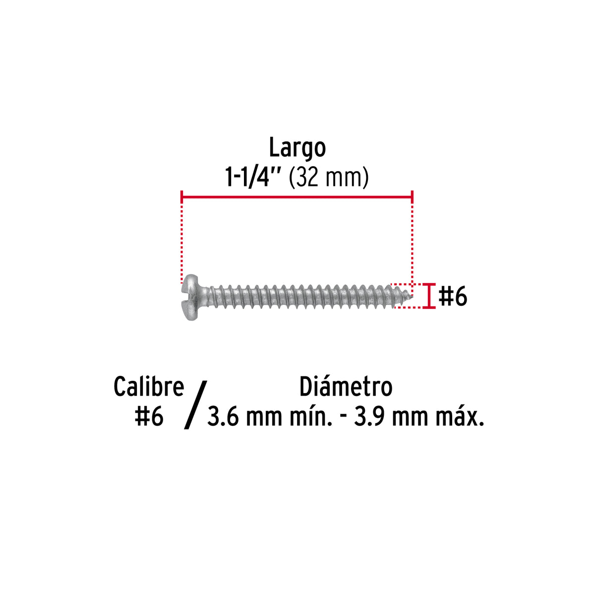 Pijas para lámina #6, 1-1/4" caja con 200 piezas