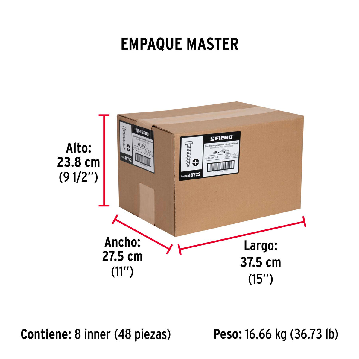 Pijas para lámina #6, 1-1/4" caja con 200 piezas