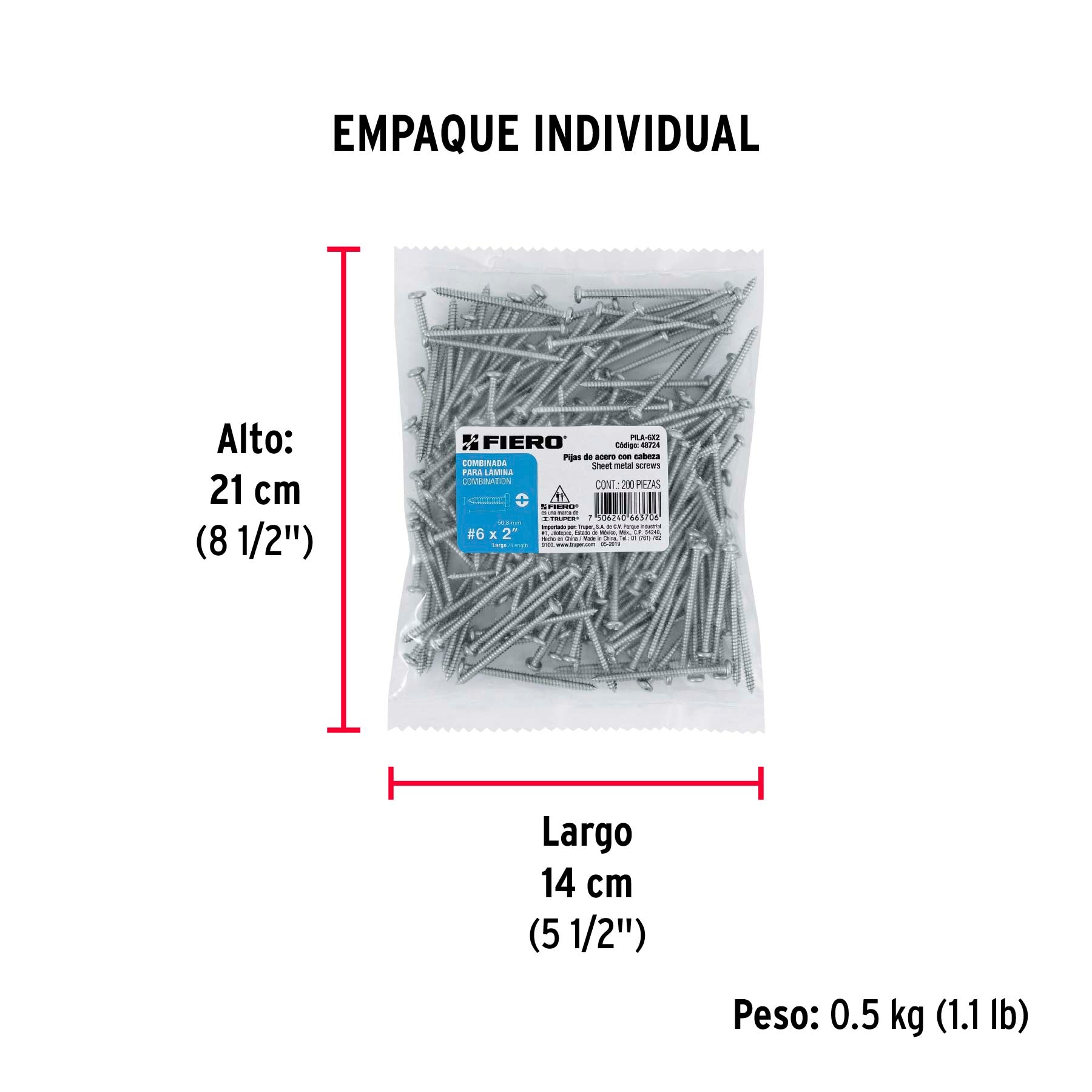 Pijas para lámina #6, 2" caja con 200 piezas