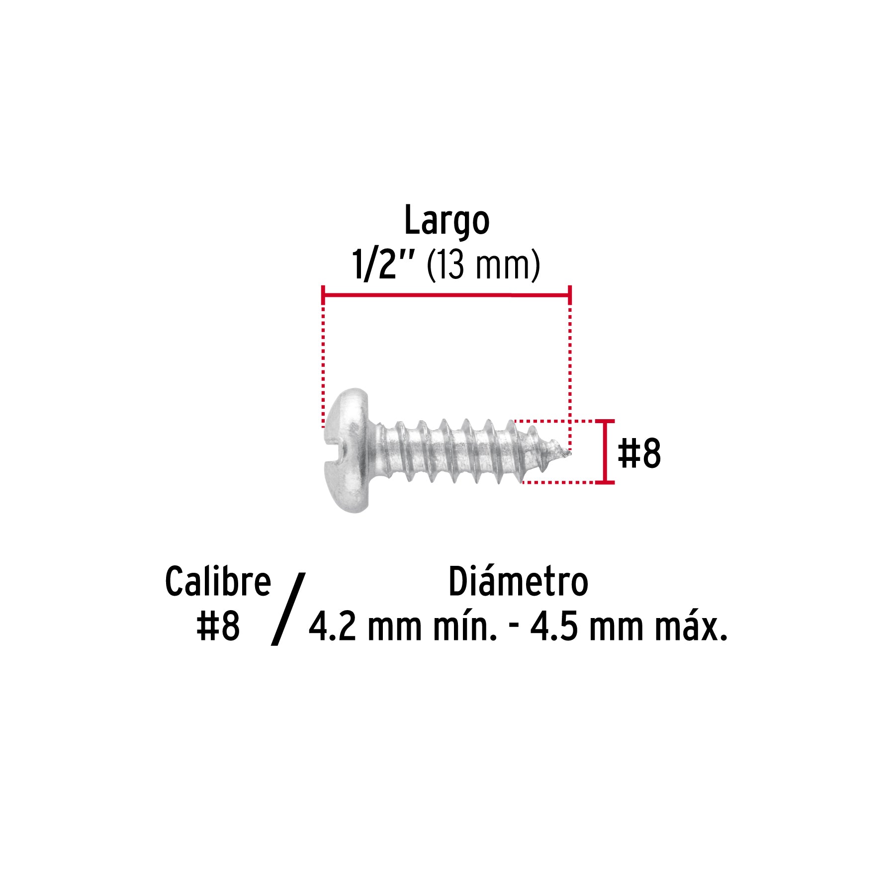 Pijas para lámina, #8, 1/2", caja con 200 pzas