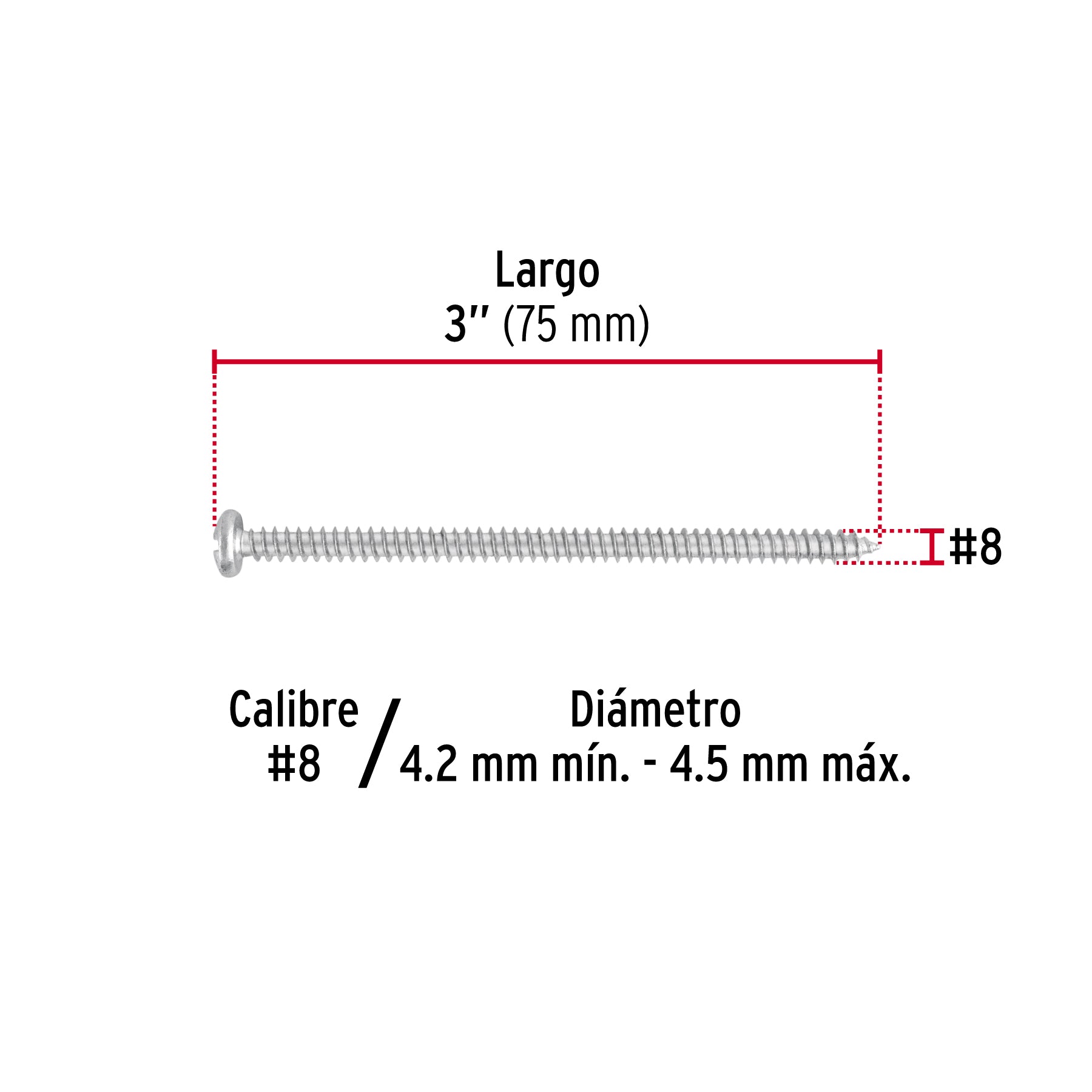 Pijas para lámina #8, 3" caja con 150 piezas