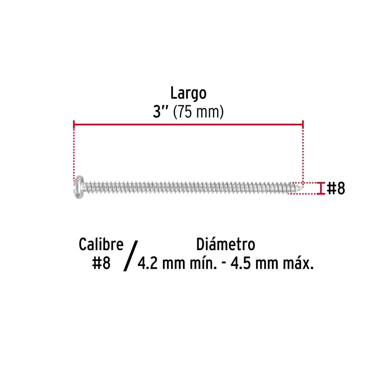 Pijas para lámina #8, 3" caja con 150 piezas