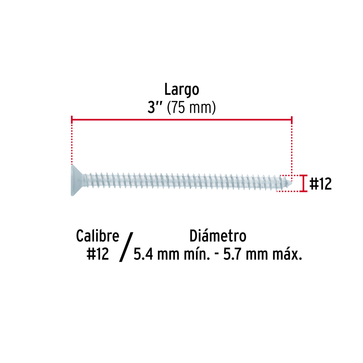 Bolsa 100 pijas para lámina cabeza plana #12 x 3', FIERO