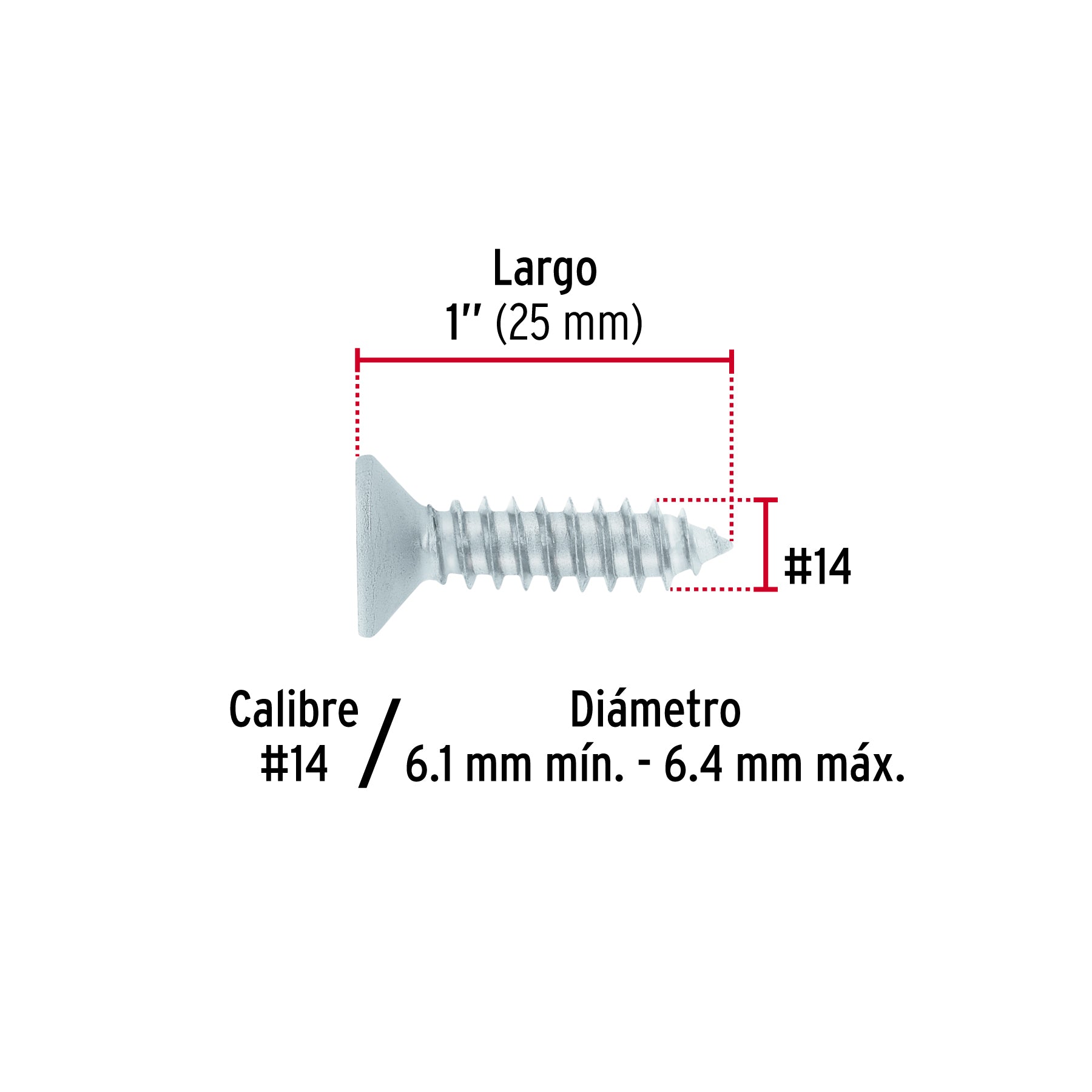 Bolsa 100 pijas para lámina cabeza plana #14 x 1', FIERO