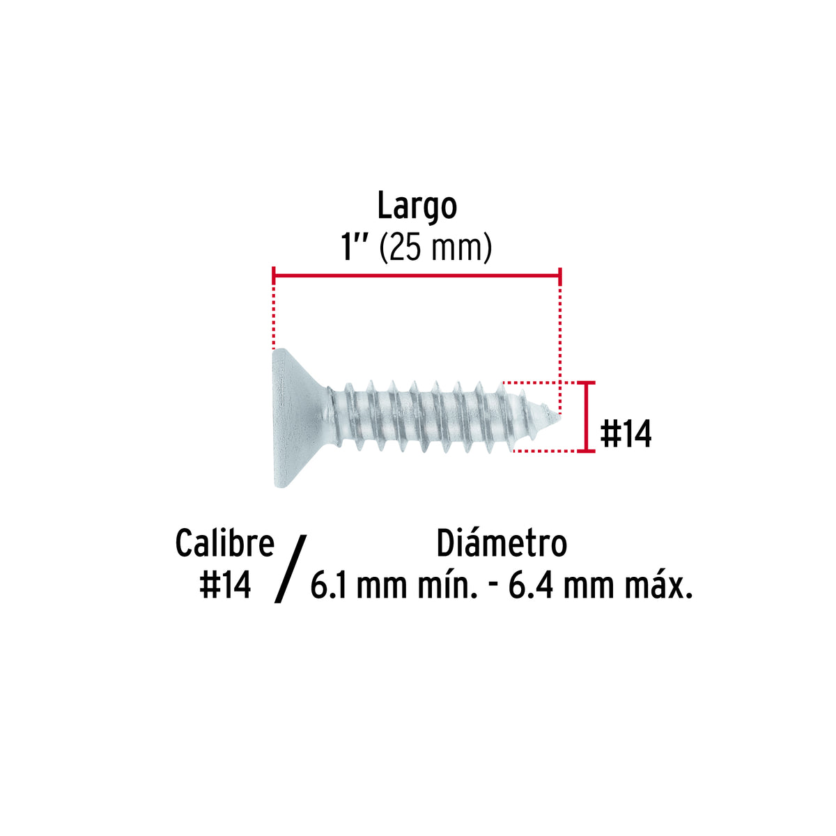 Bolsa 100 pijas para lámina cabeza plana #14 x 1', FIERO