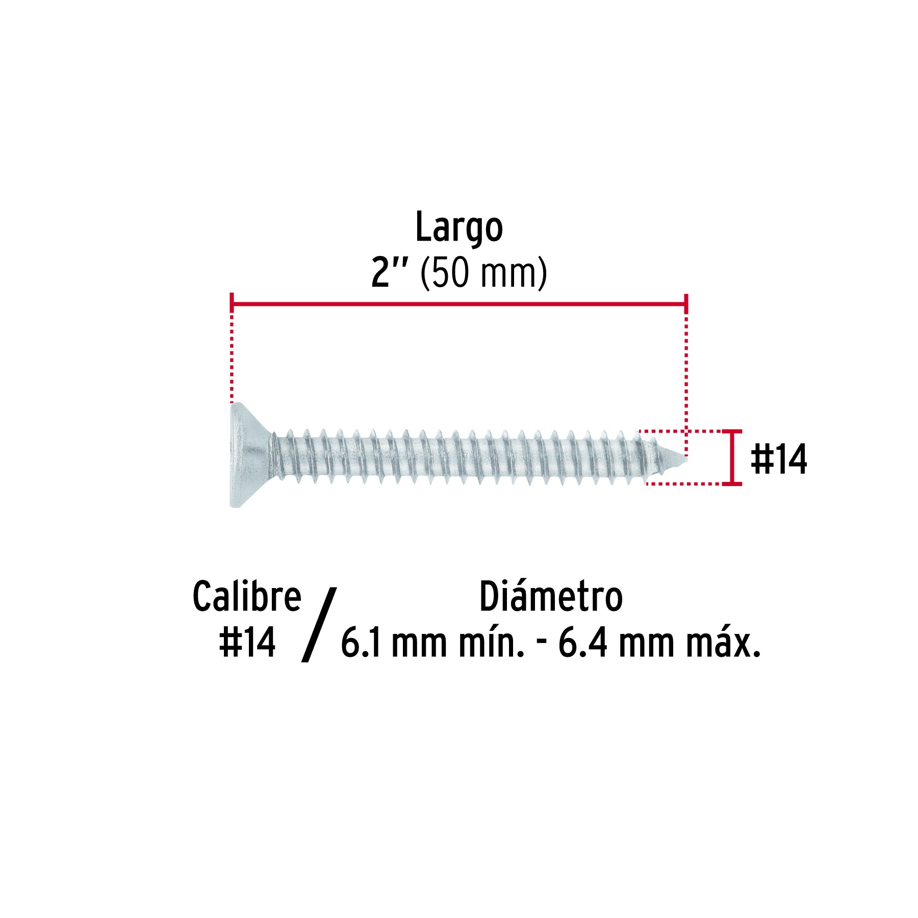 Bolsa 100 pijas para lámina cabeza plana #14 x 2', FIERO