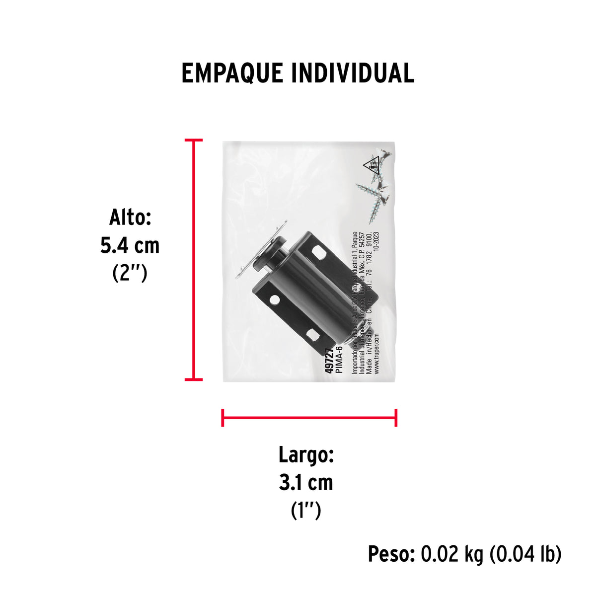 Pistón Magnético para puerta / cajón, negro. Hermex