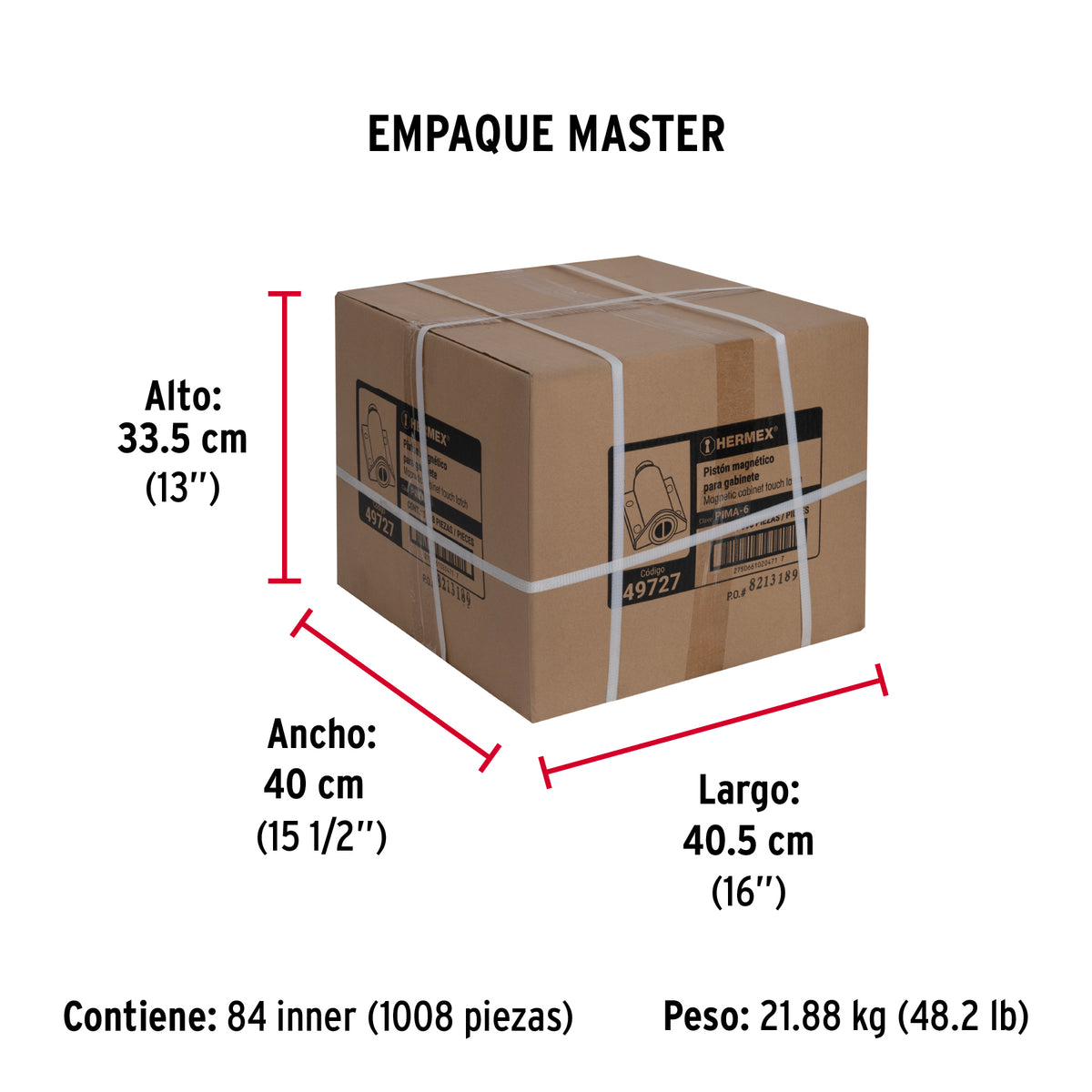 Pistón Magnético para puerta / cajón, negro. Hermex