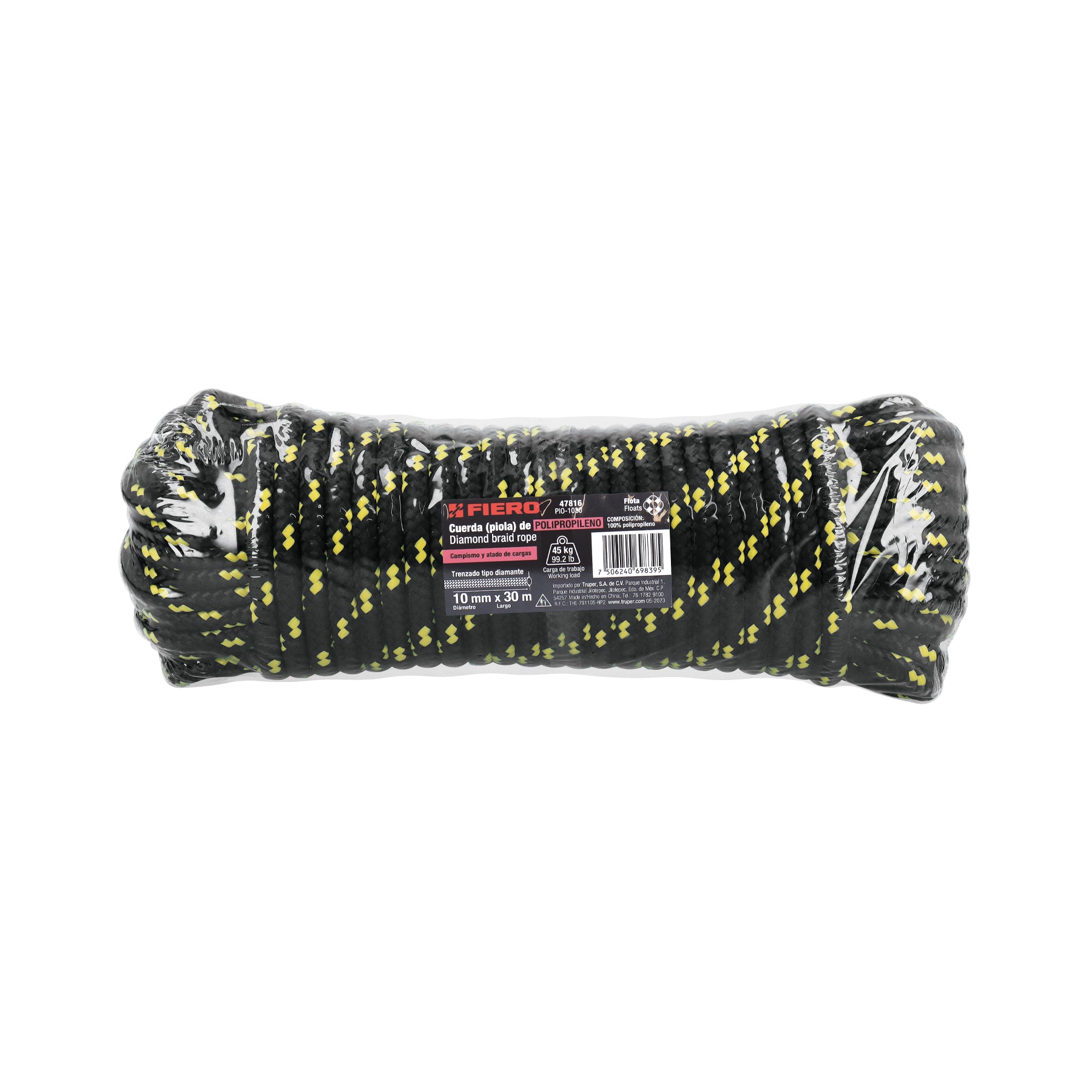 Piola de Polipropileno trenzada, multicolor, 10mm x 30m