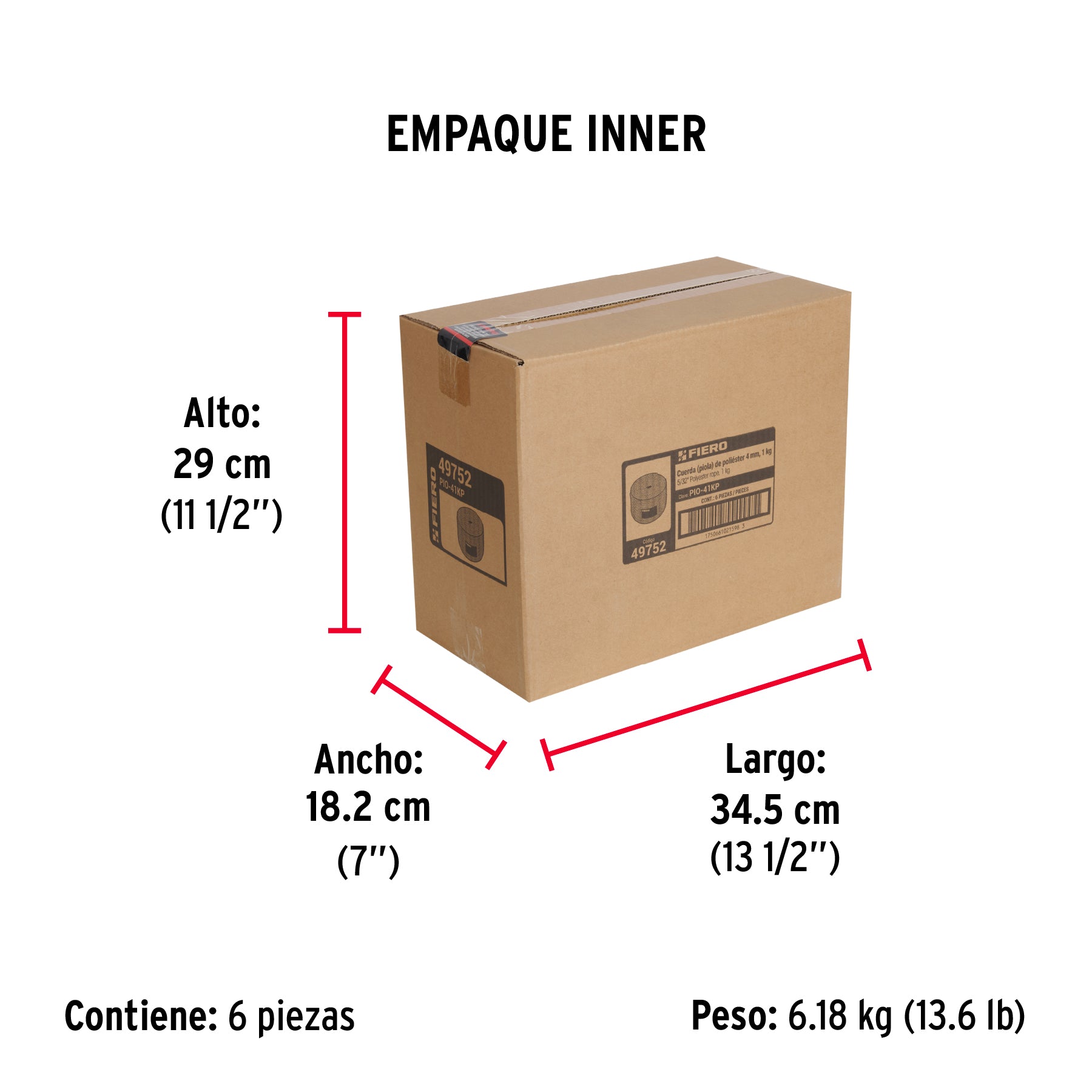Piola de poliéster diamante de 4 mm, 1 kg, FIERO