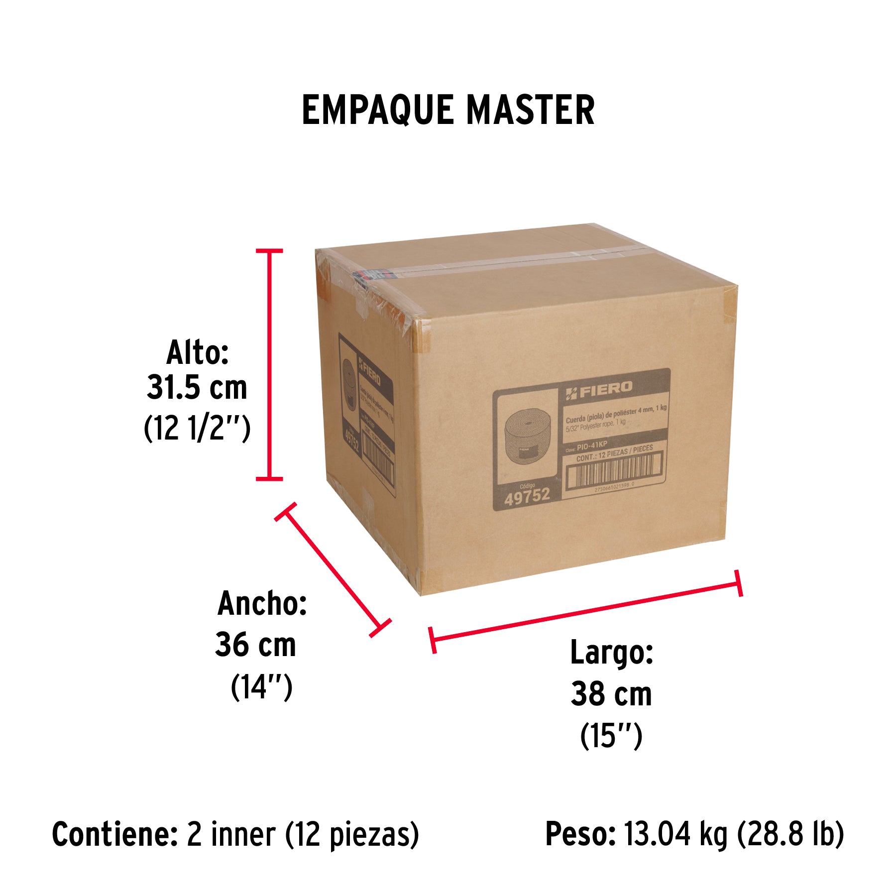 Piola de poliéster diamante de 4 mm, 1 kg, FIERO