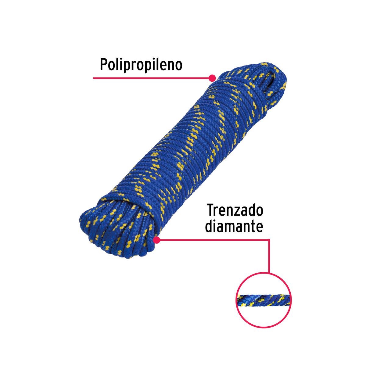 Piola de Polipropileno trenzada, multicolor, 5mm x 15m