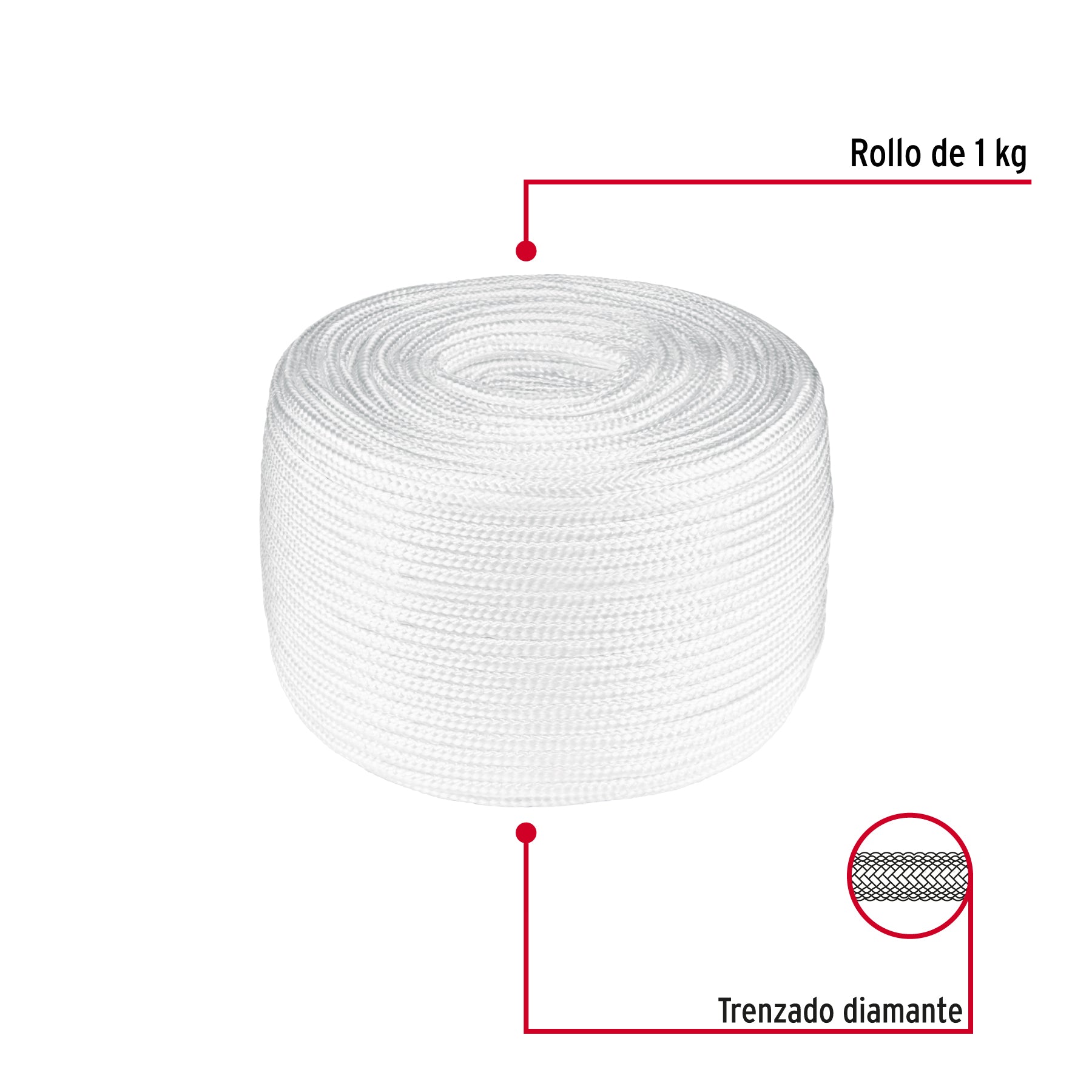 Piola de poliéster diamante de 5 mm, 1 kg, FIERO