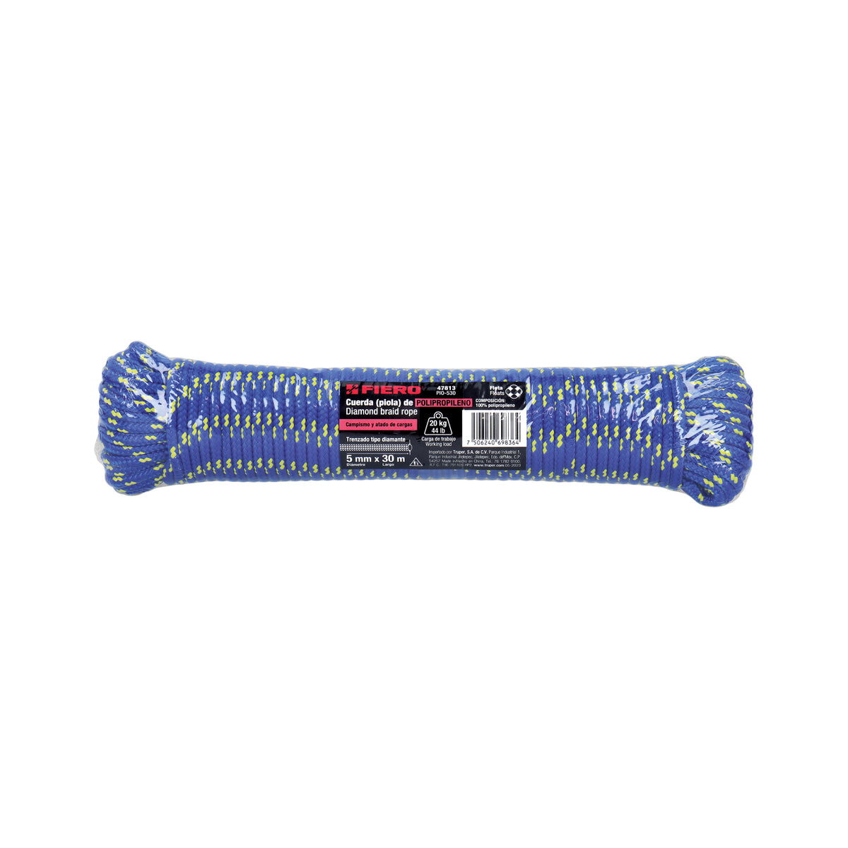 Piola de Polipropileno trenzada, multicolor, 5mm x 30m