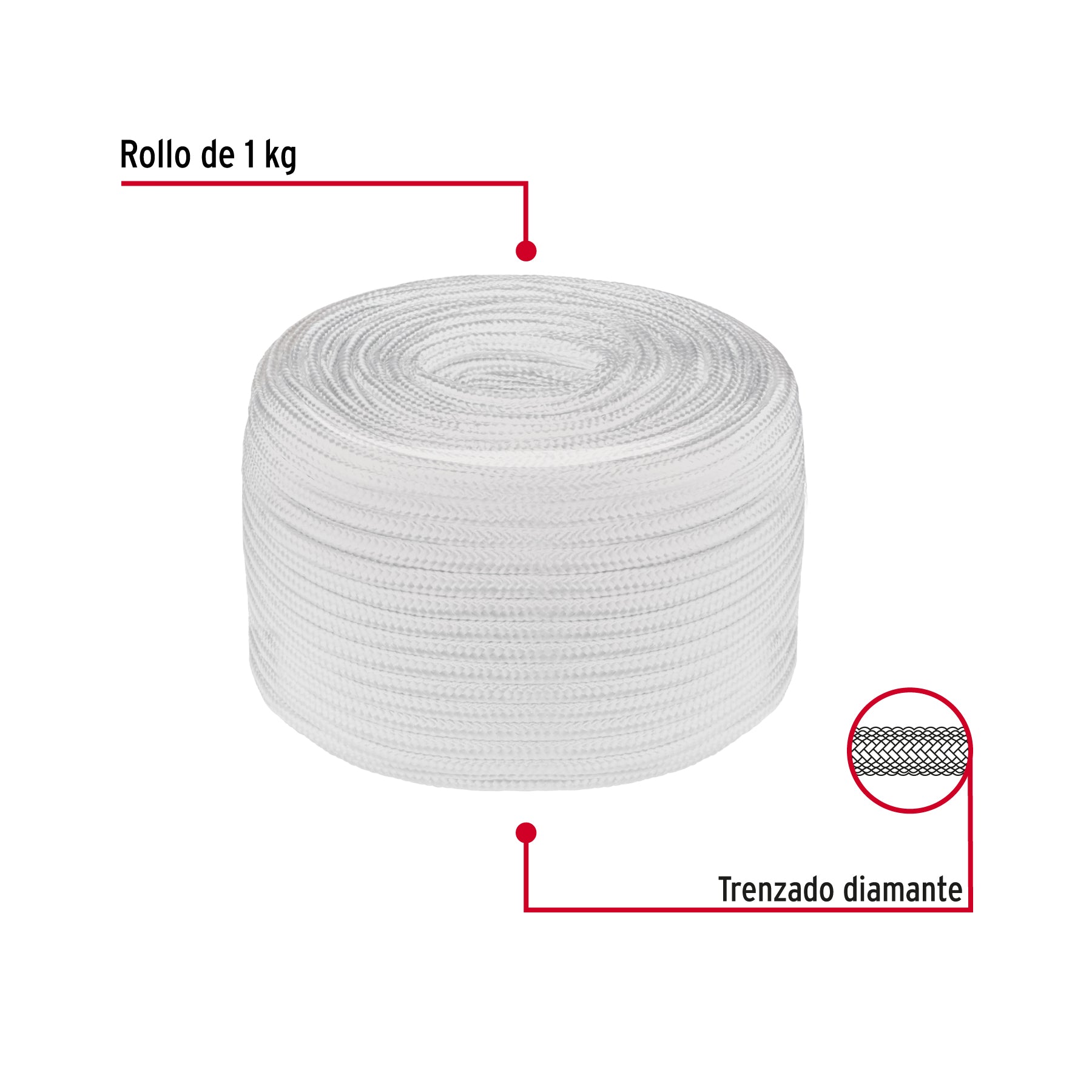 Piola de poliéster diamante de 6 mm, 1 kg, FIERO