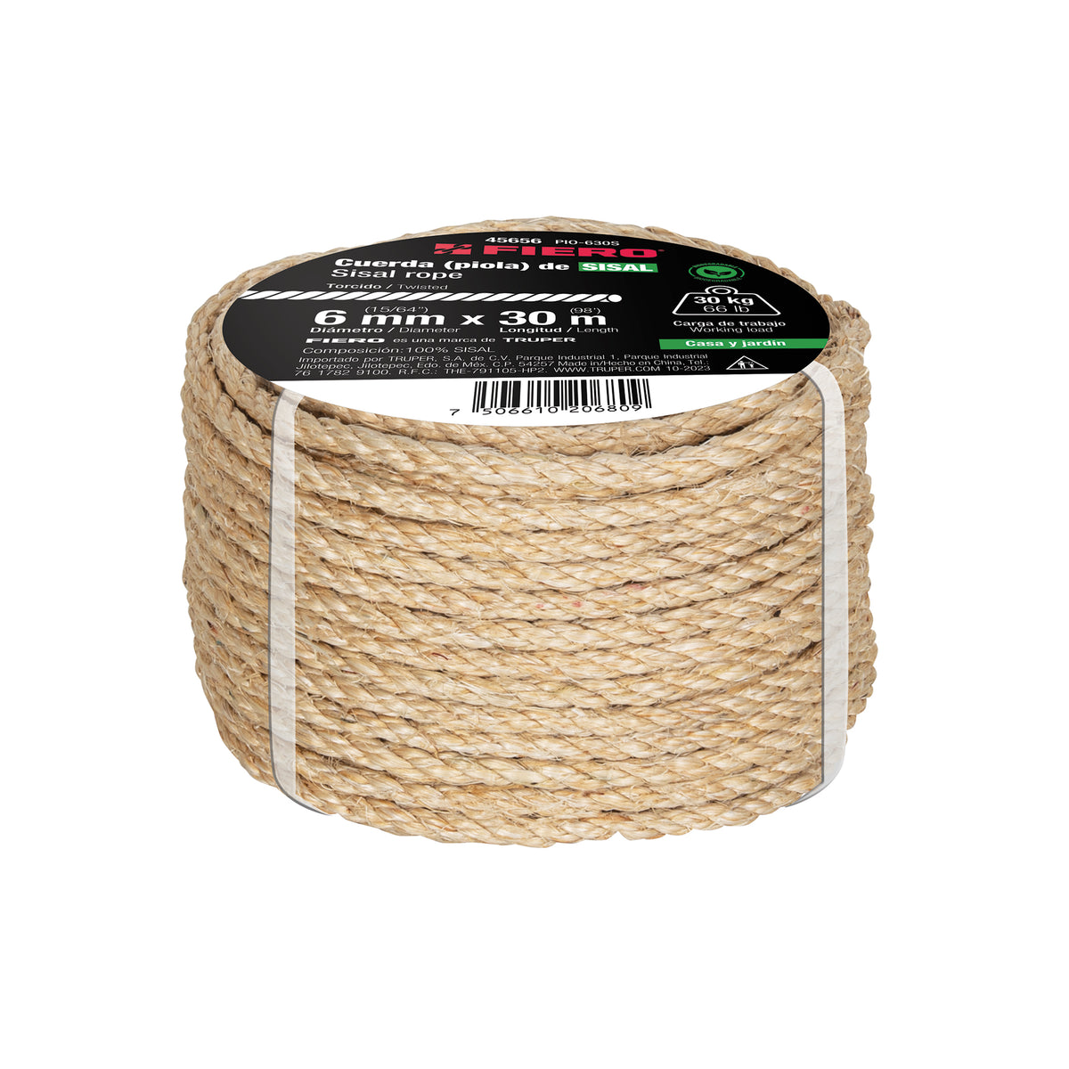 Piola de Sisal de 6 mm x 30 m natural, Fiero