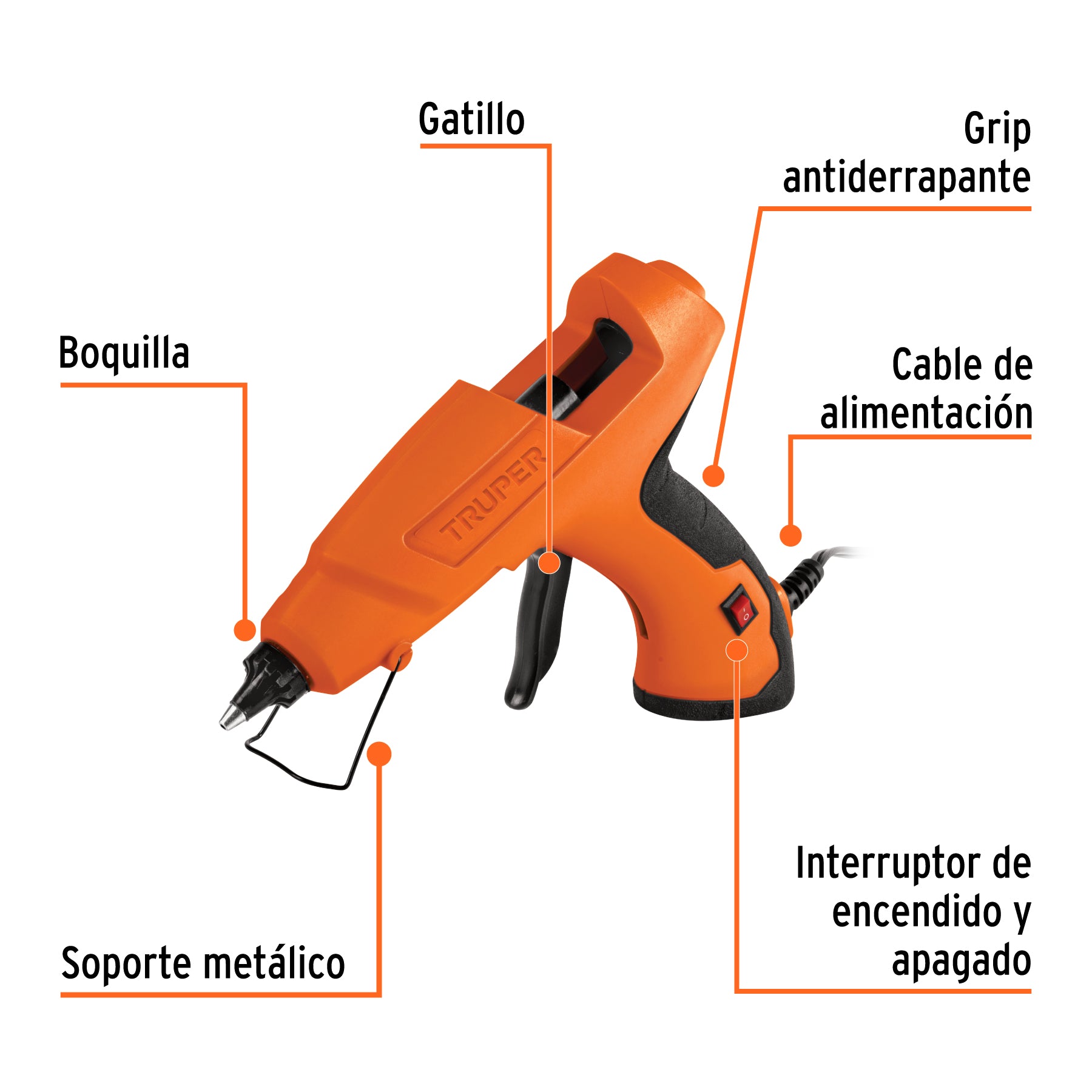 Pistola eléctrica de 80 W para silicón de 1/2', TRUPER