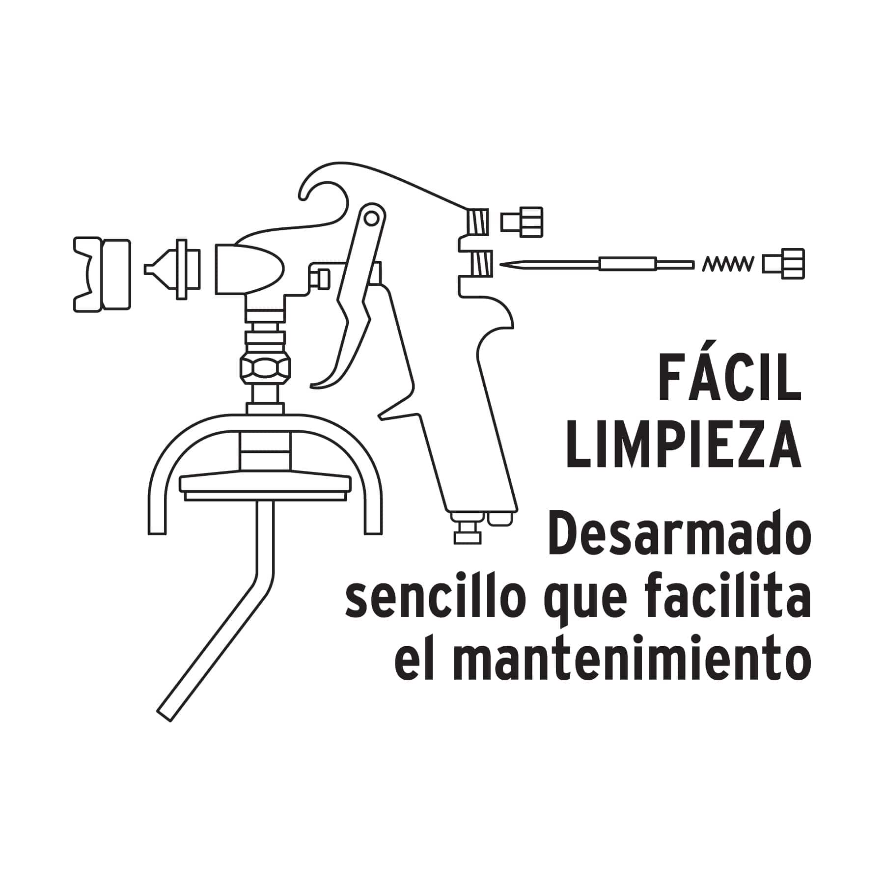 Pistola p/pintar baja presión, pulida, entrada inferior