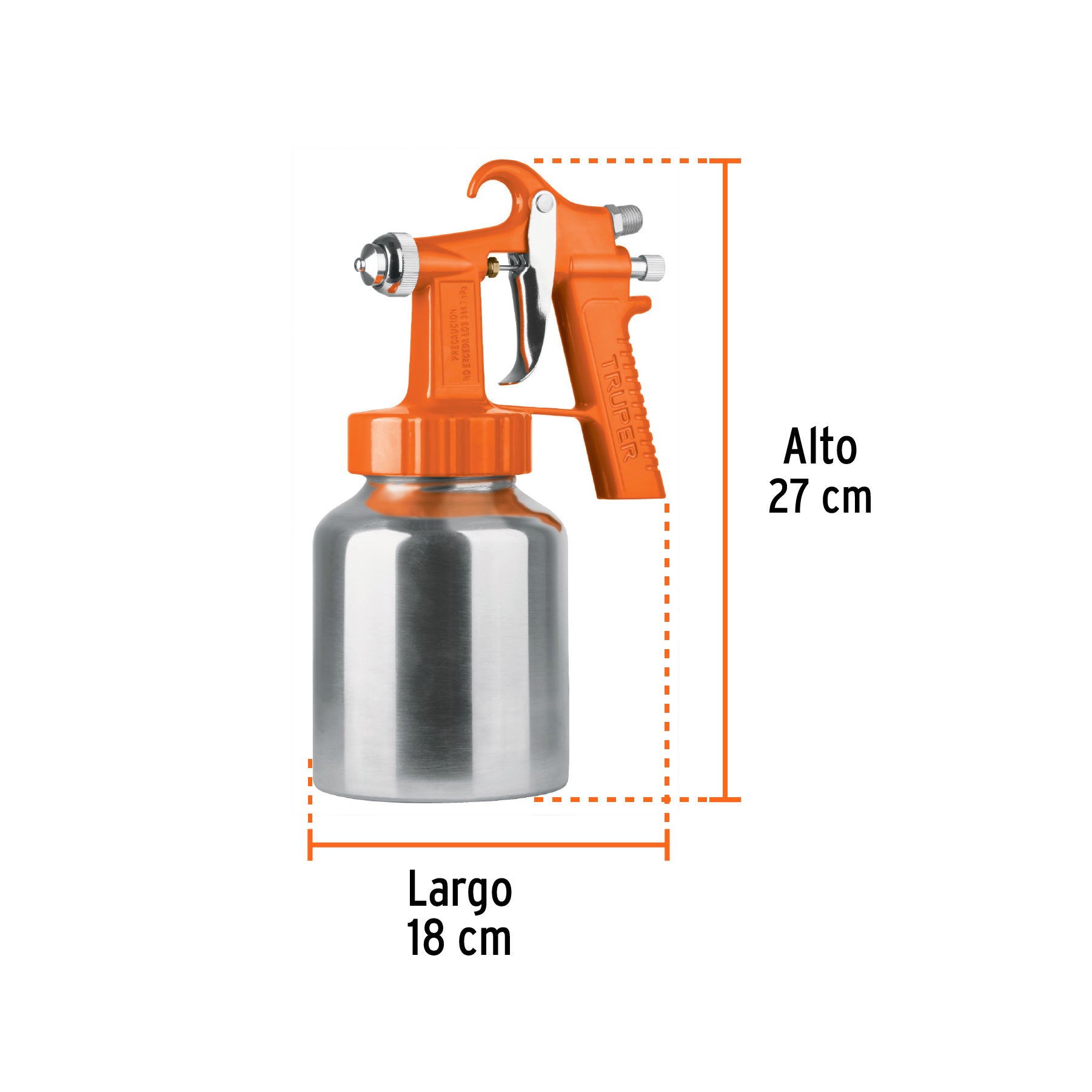 Pistola p/pintar baja presión, naranja, entrada superior