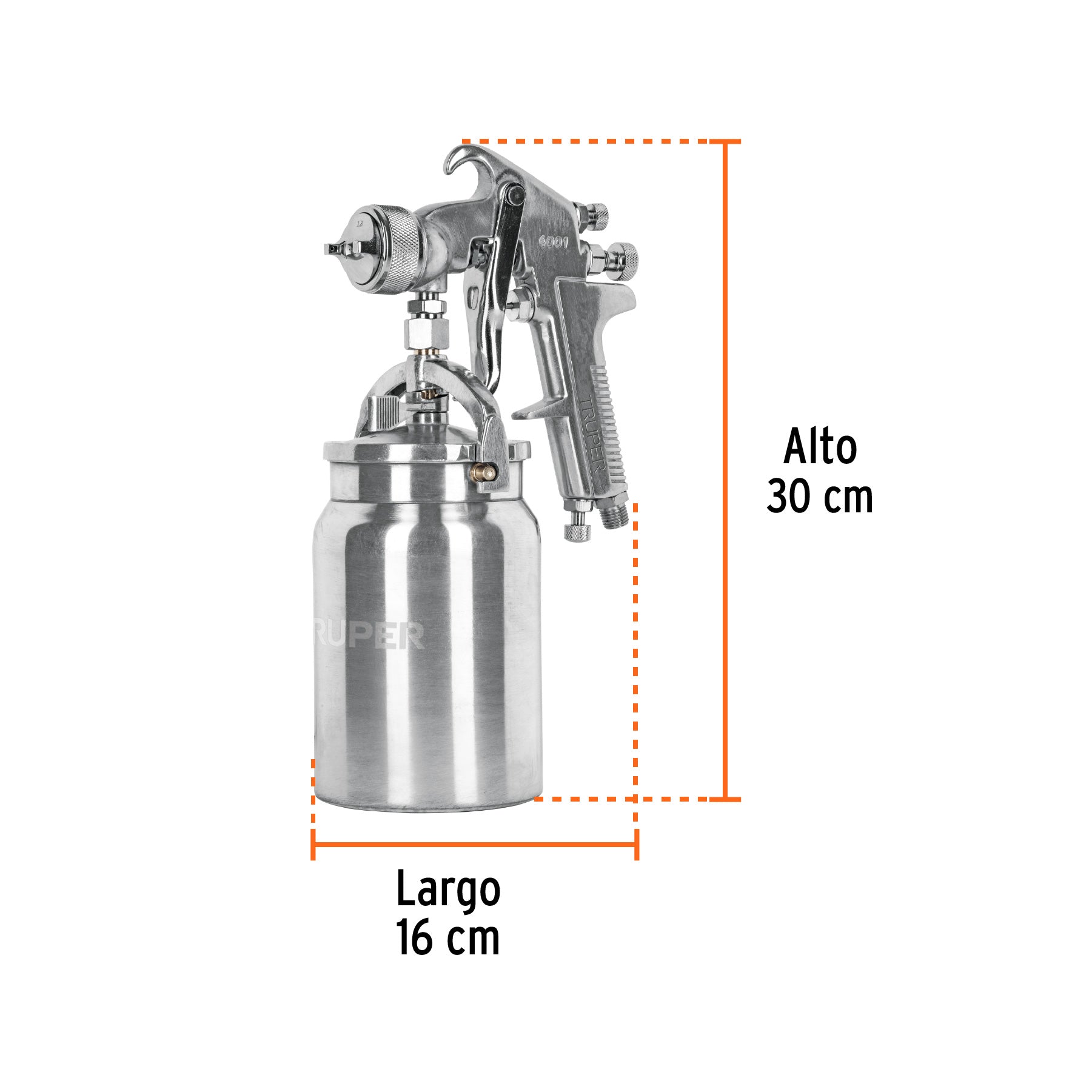 Pistola p/pintar succión HVHP, vaso alum, 1.8mm, 3 perillas