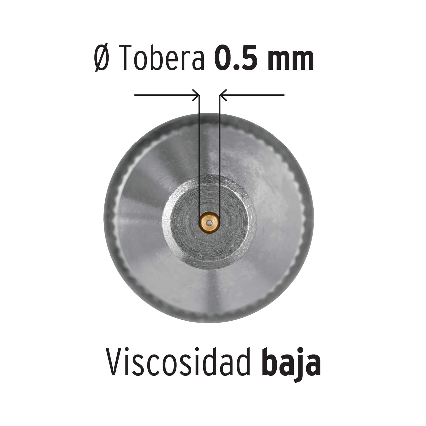 Pistola p/retoque gravedad, LVMP, vaso aluminio, 0.5 mm