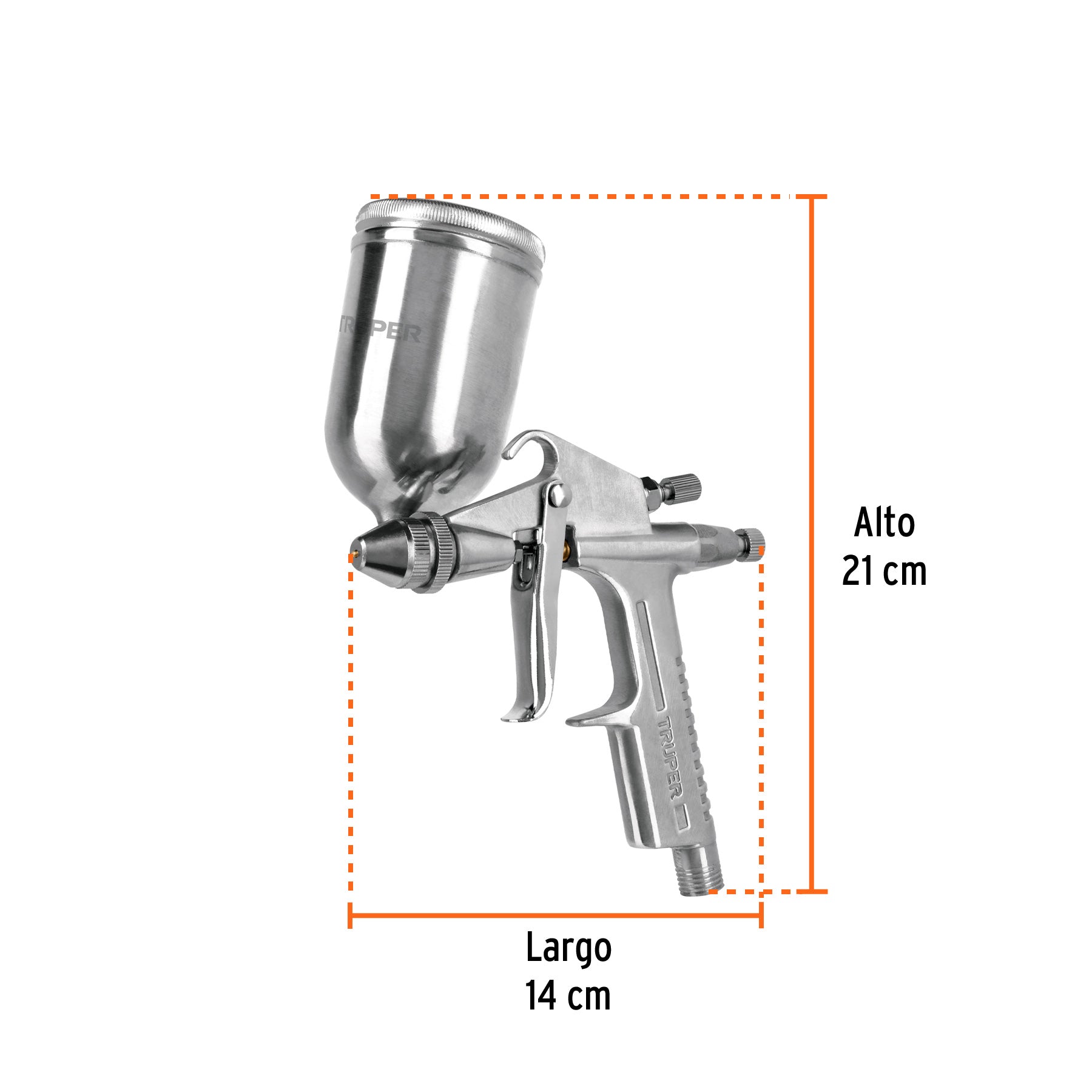 Pistola p/retoque gravedad, LVMP, vaso aluminio, 0.5 mm