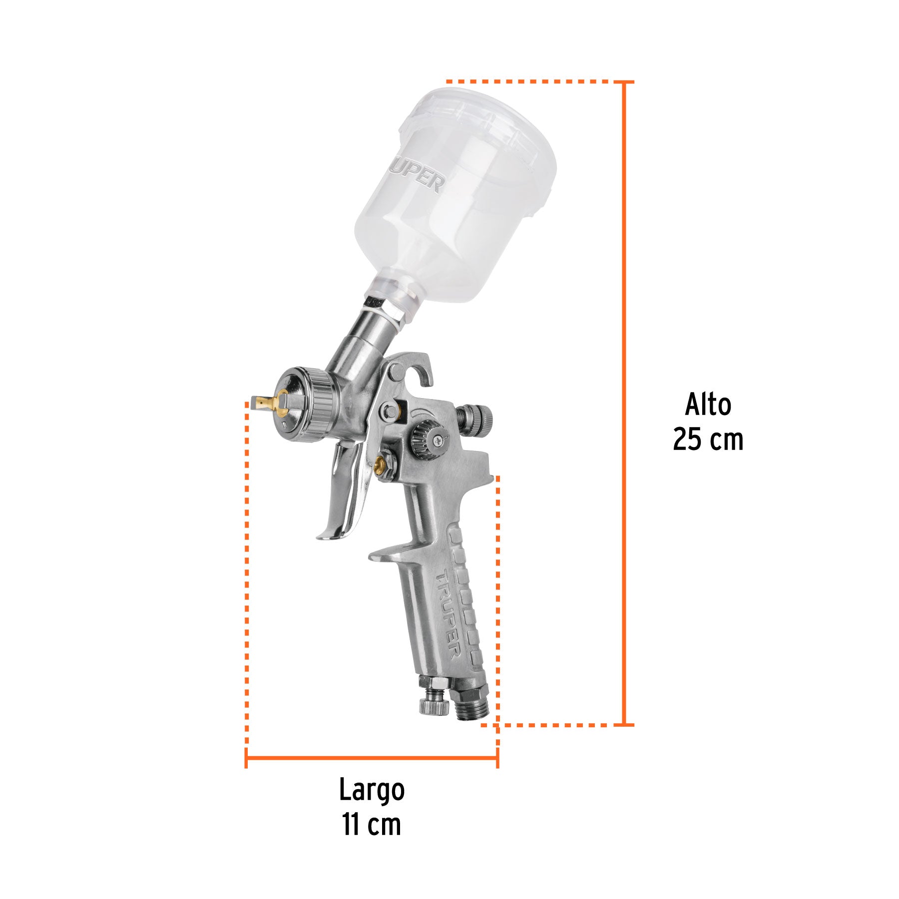 Pistola p/retoque gravedad, HVLP,vaso plástico,boquilla 1 mm