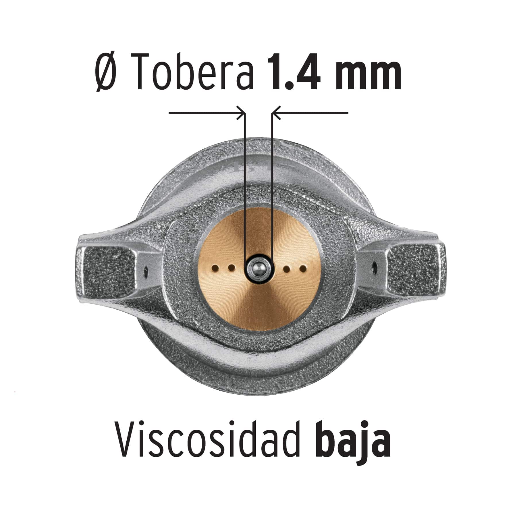 Pistola p/pintar gravedad LVMP,vaso aluminio, boquilla 1.4mm