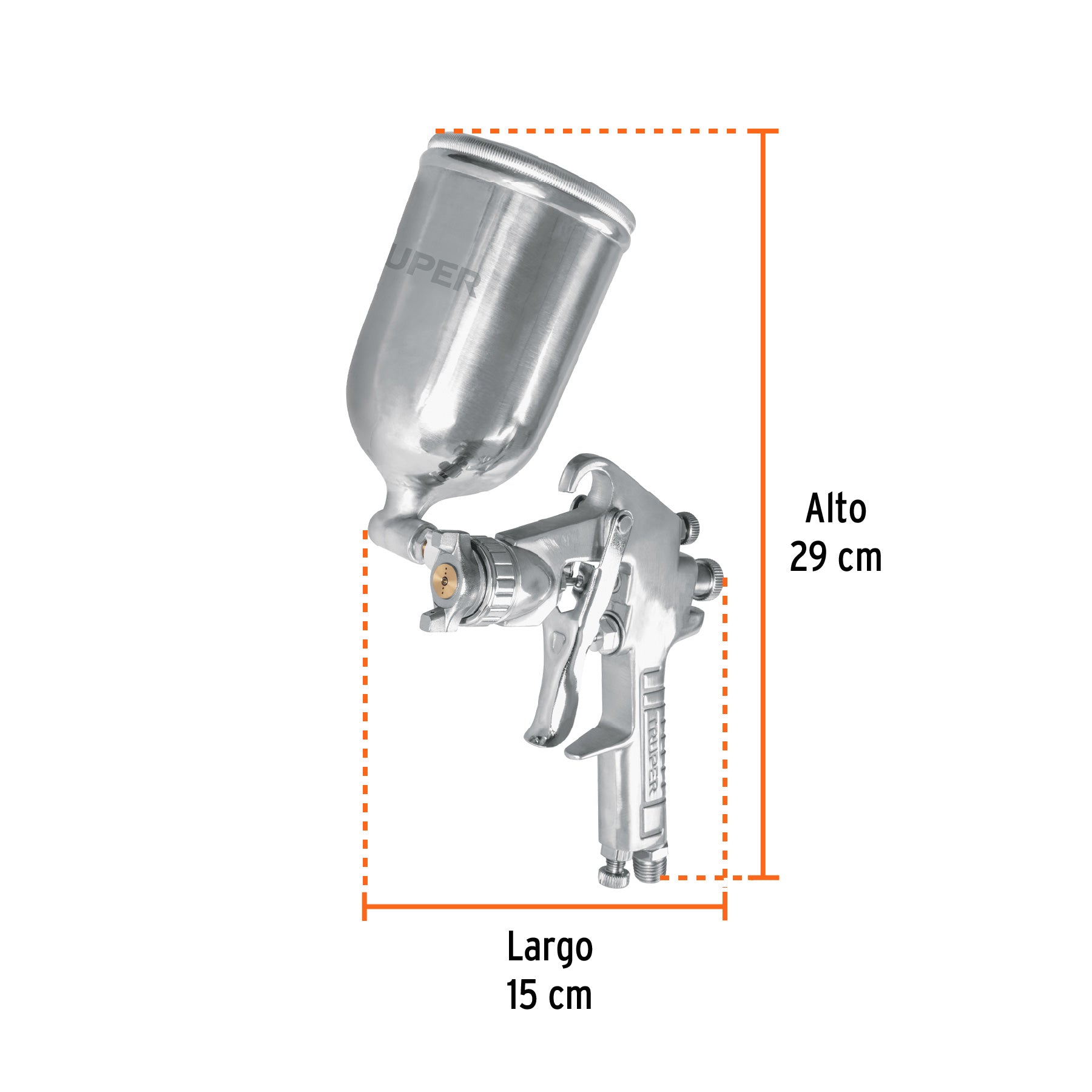 Pistola p/pintar gravedad LVMP,vaso aluminio, boquilla 1.4mm