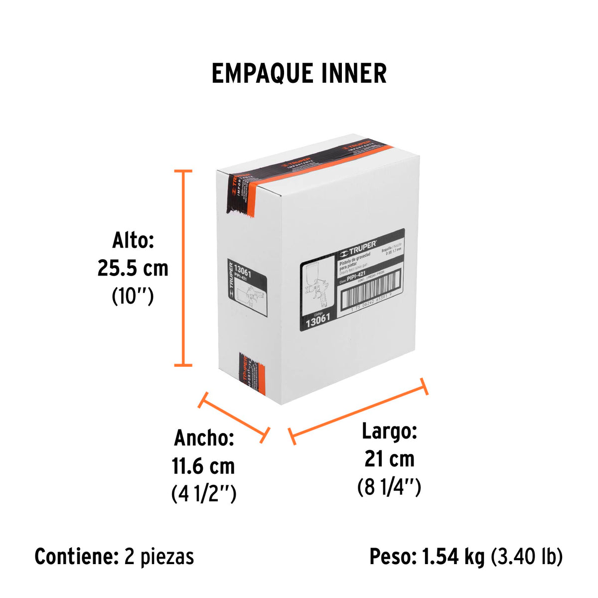 Pistola para pintar LVMP vaso aluminio, 1.7 mm, TRUPER
