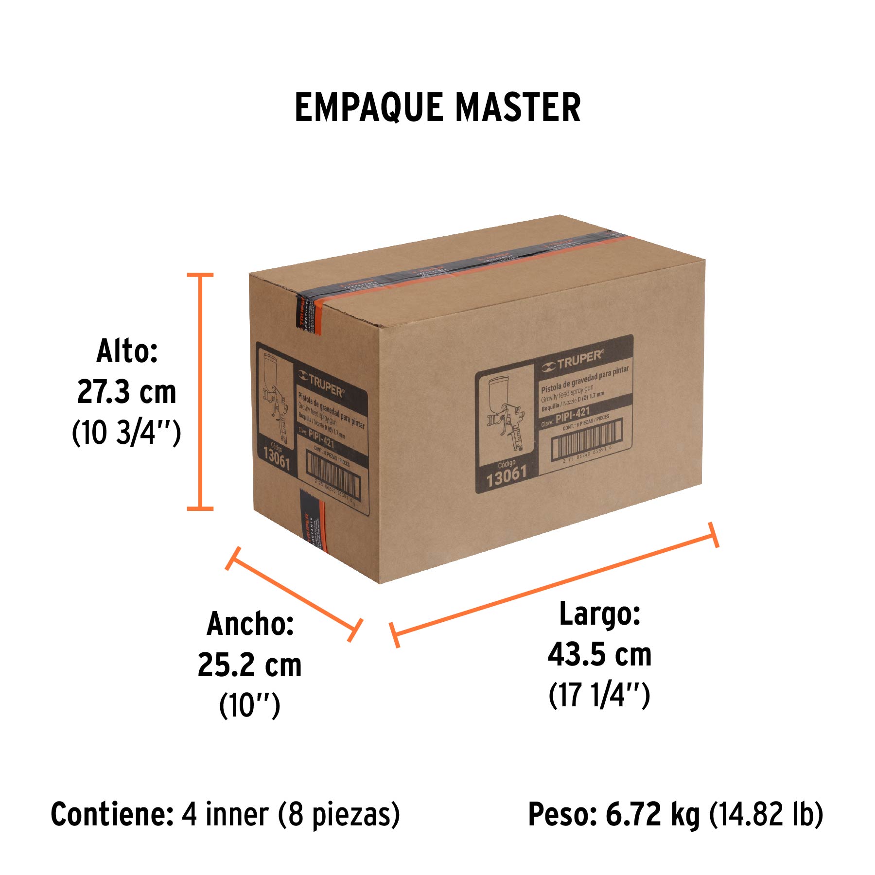 Pistola p/pintar gravedad LVMP,vaso aluminio, boquilla 1.7mm