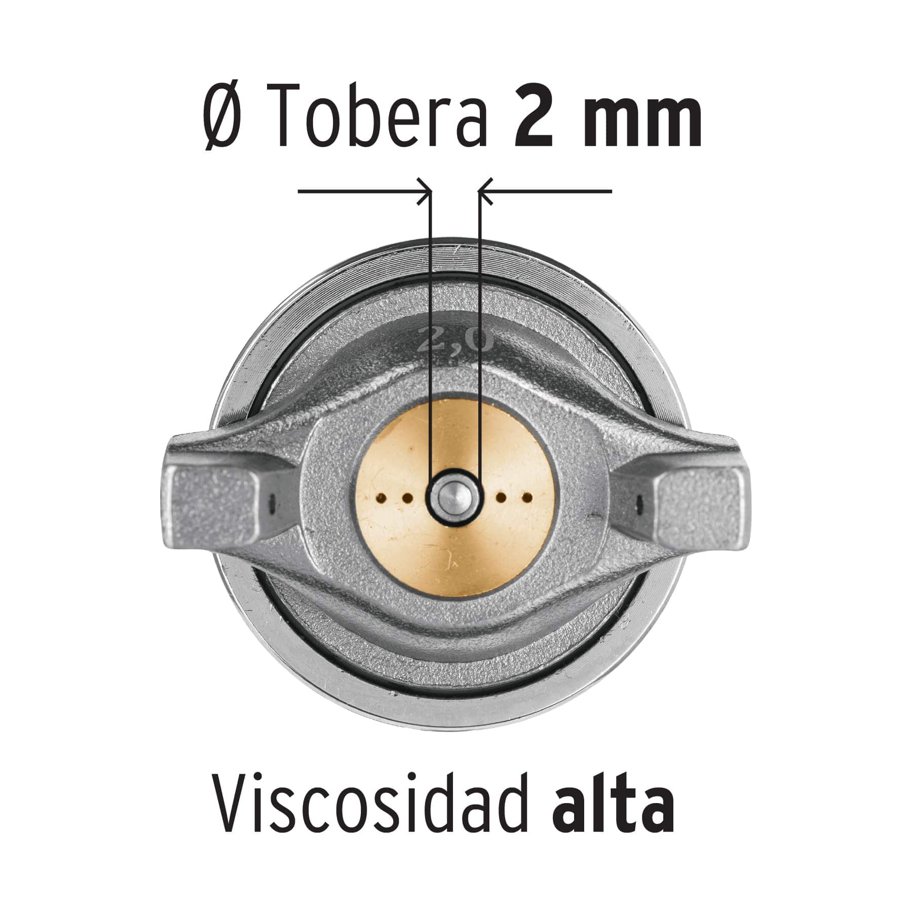 Pistola p/pintar gravedad LVMP,vaso aluminio, boquilla 2.0mm