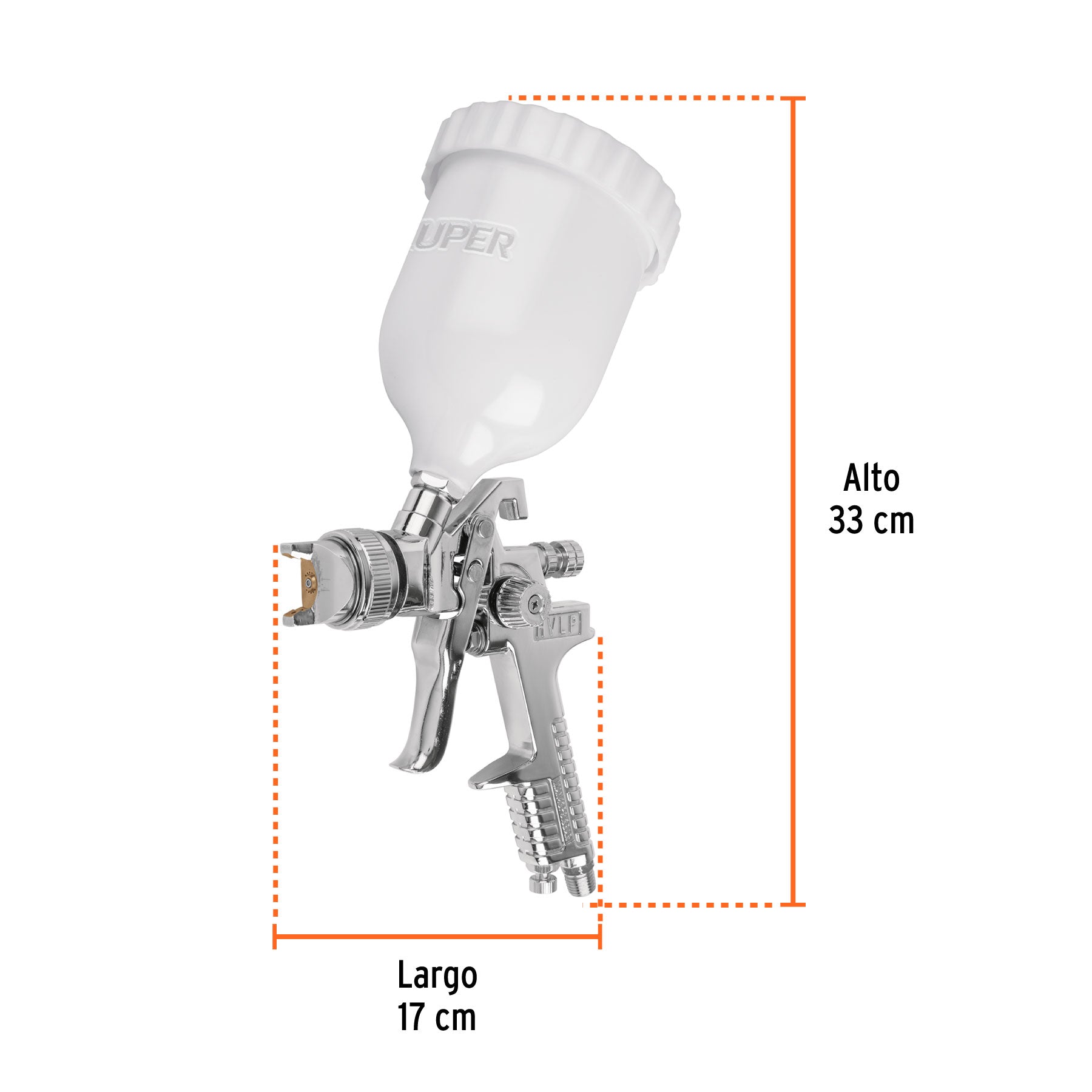 Pistola p/retoque gravedad, HVLP,vaso plástico,boquilla 1 mm