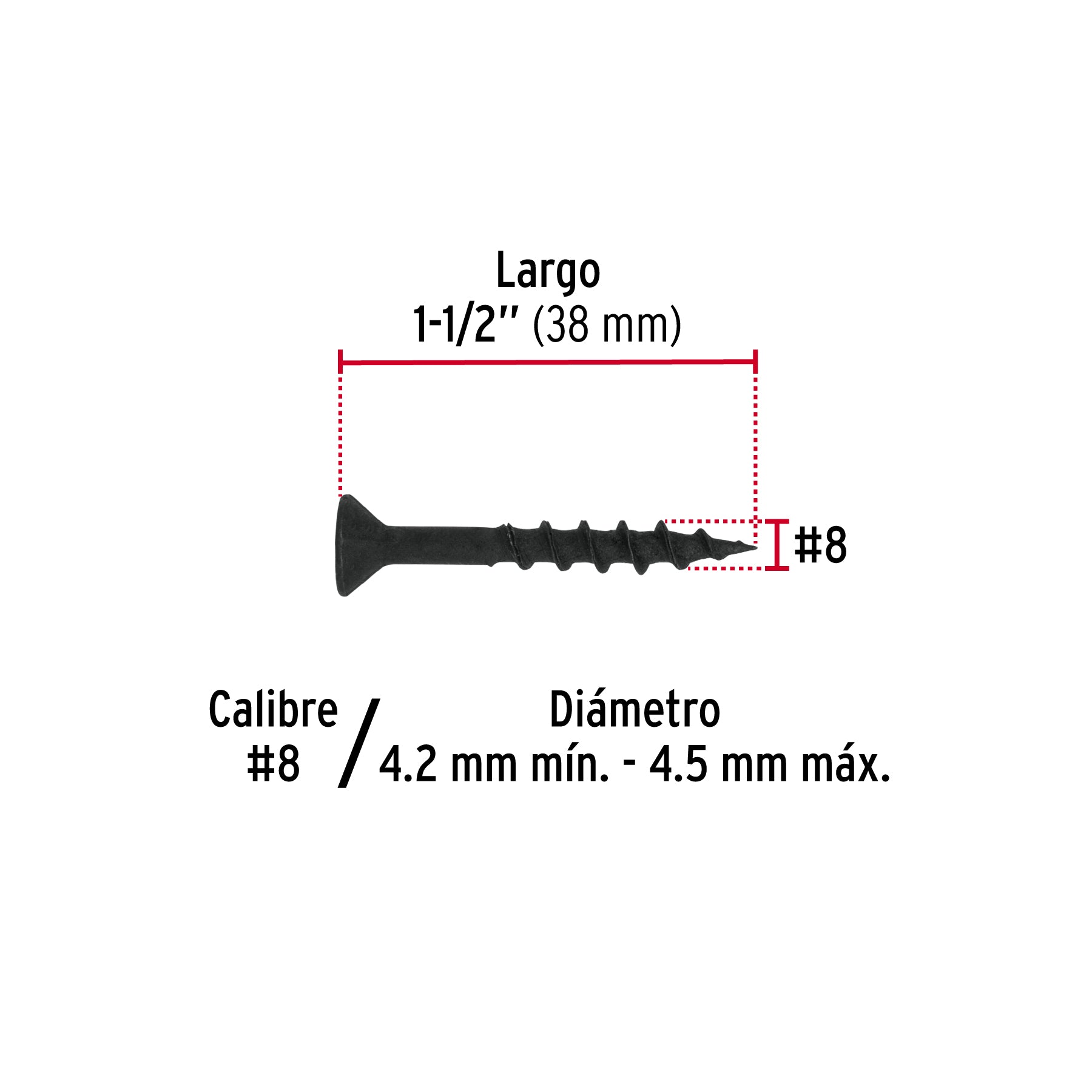 Pija tipo Quadrex, 8X1-1/2"