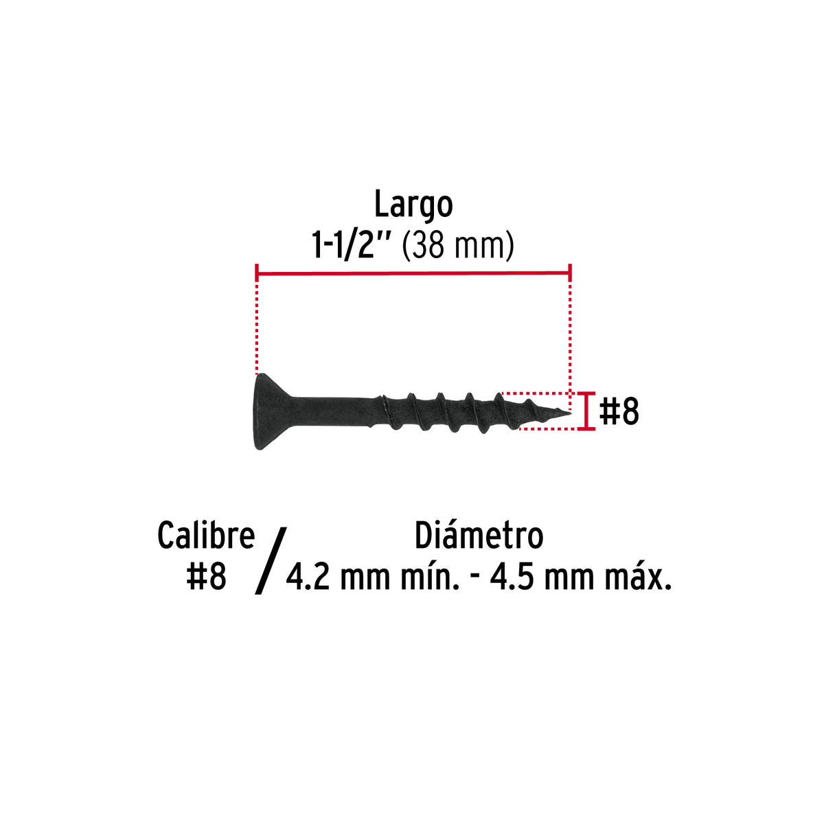 Pija tipo Quadrex, 8X1-1/2"