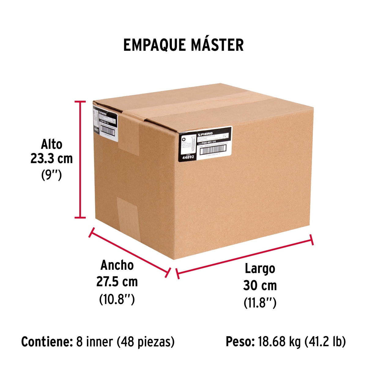 Pija tipo Quadrex, 8X1-1/4"