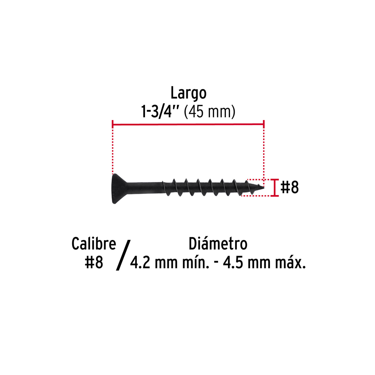 Pija tipo Quadrex, 8X1-3/4"