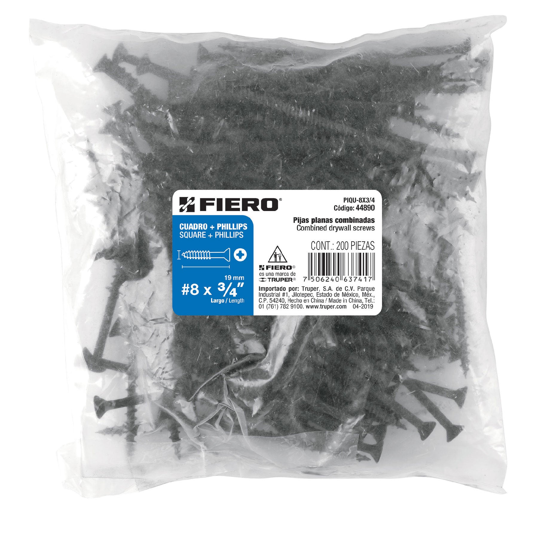 Pija tipo Quadrex, 8x3/4"