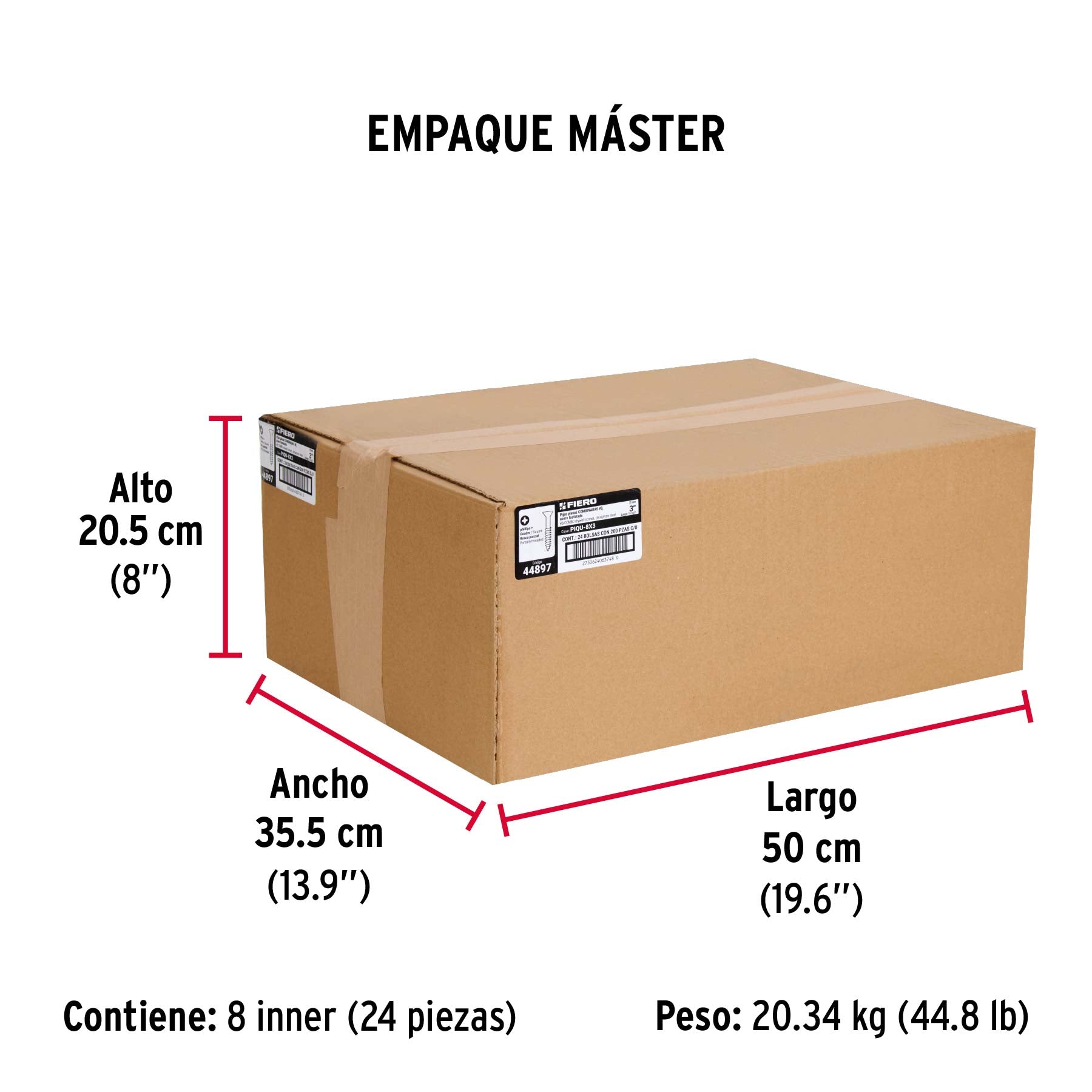 Pija tipo Quadrex, 8x3"